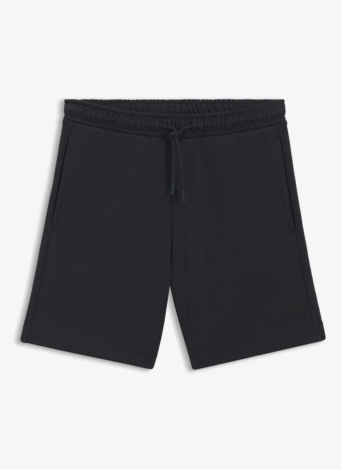 BOSS Straight fit korte joggingbroek in katoenblend - voorkant blauw