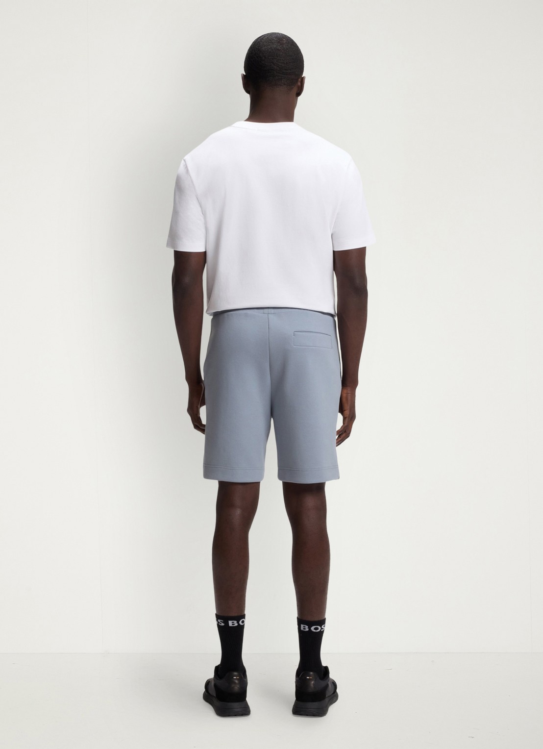 BOSS Straight fit korte joggingbroek in katoenblend - achterkant dark grey-026