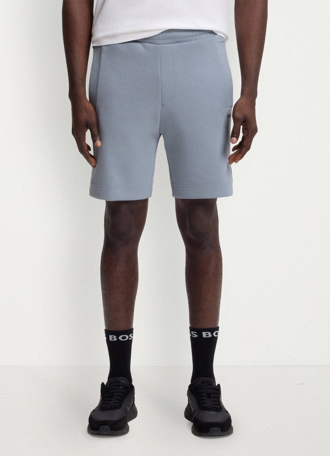 BOSS Straight fit korte joggingbroek in katoenblend - detail 4 dark grey-026