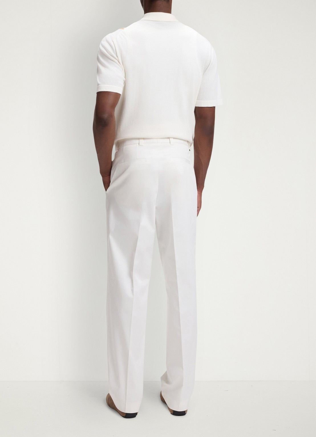 BOSS Straight fit pantalon in katoenblend - achterkant wit