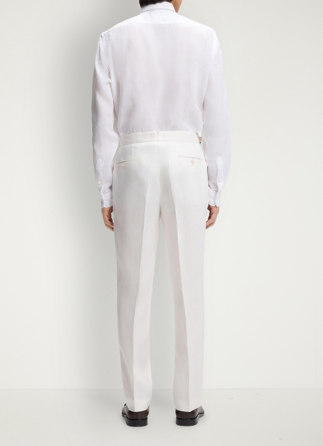BOSS Straight fit pantalon in linnenblend met steekzakken - achterkant 3 wit