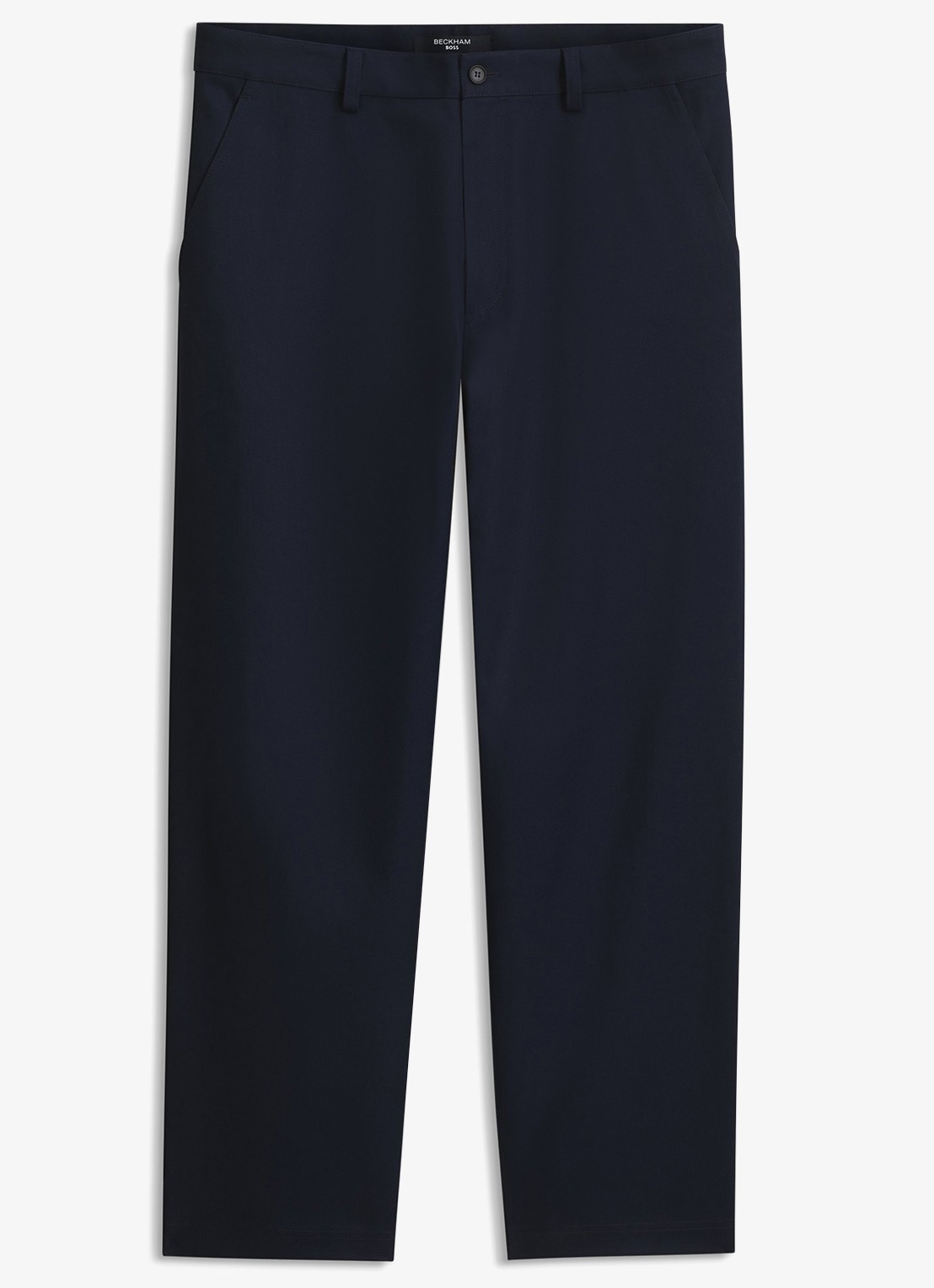 BOSS Straight fit pantalon met steekzakken - voorkant blauw