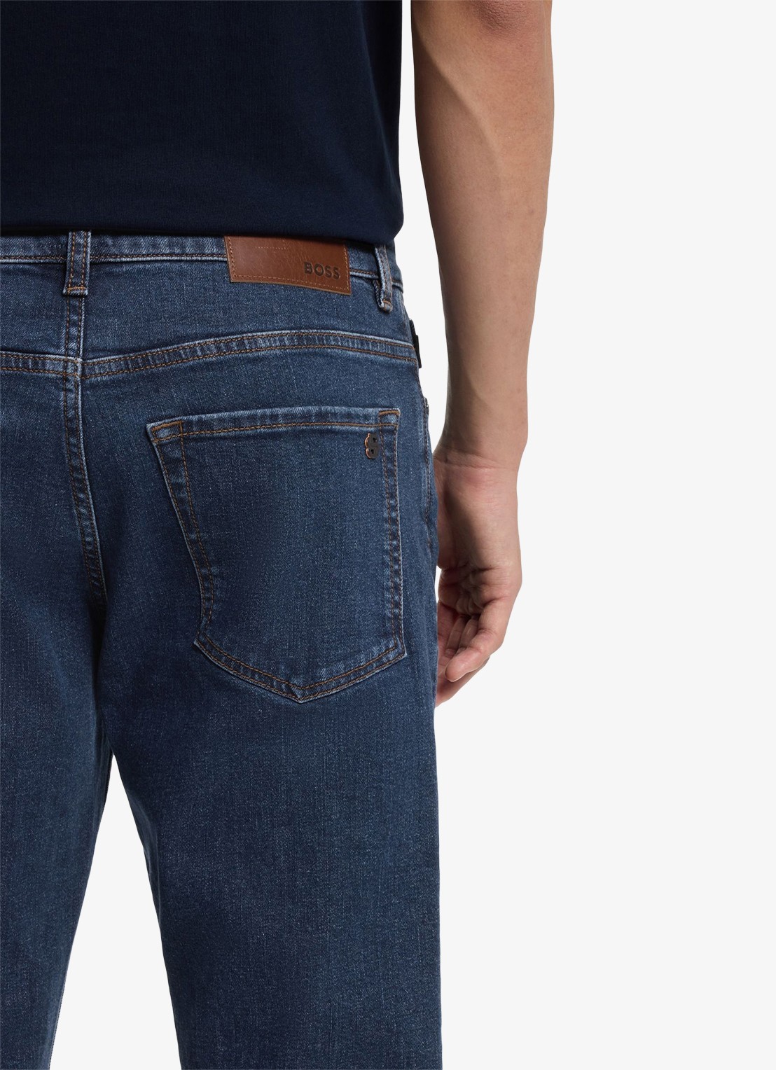 BOSS Straight leg jeans met steekzakken - detail 5 donkerblauw