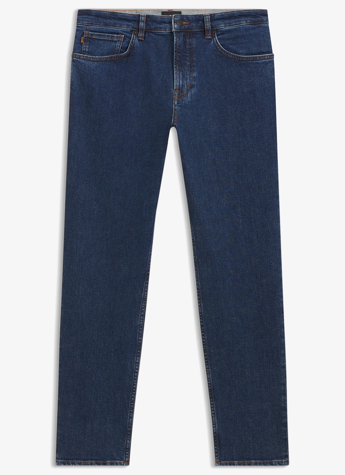 BOSS Straight leg jeans met steekzakken - voorkant donkerblauw