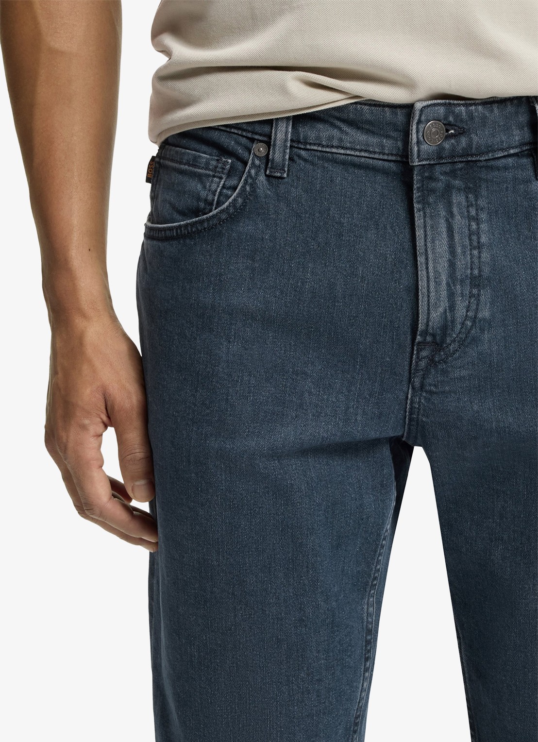 BOSS Straight leg jeans met steekzakken - detail 2 donkerblauw