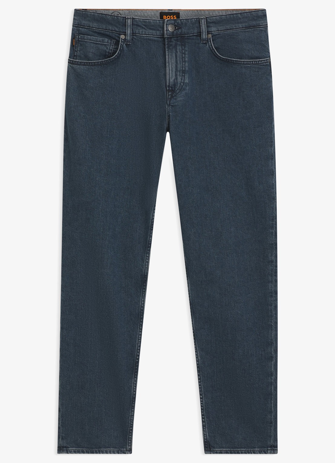 BOSS Straight leg jeans met steekzakken - voorkant 2 donkerblauw