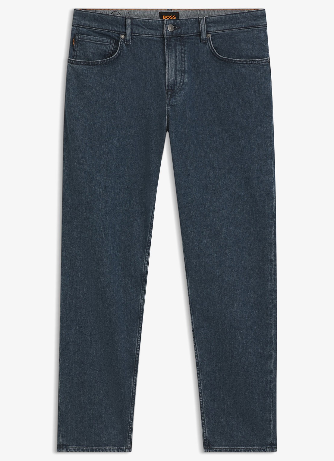 BOSS Straight leg jeans met steekzakken - voorkant 6 donkerblauw