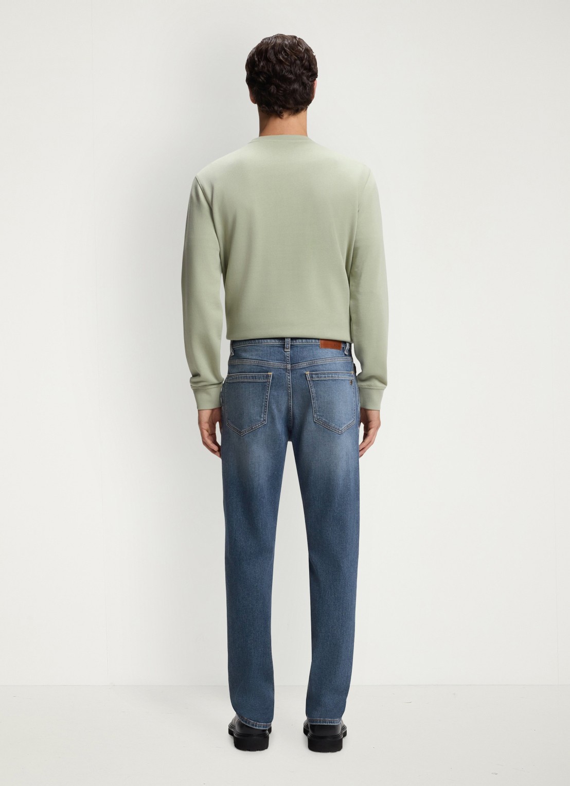 BOSS Straight leg jeans met steekzakken - achterkant denim