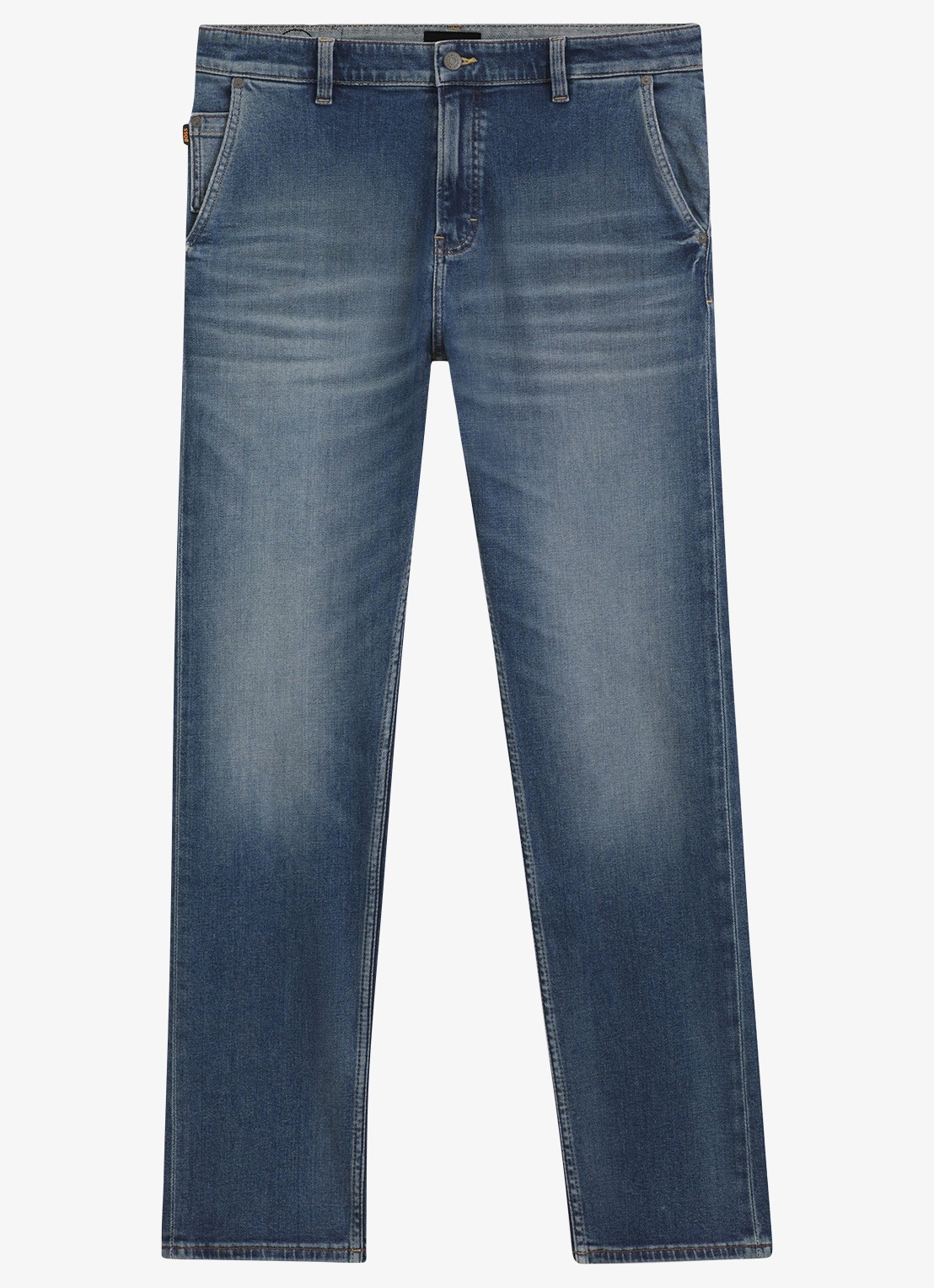 BOSS Straight leg jeans met steekzakken - voorkant 2 denim