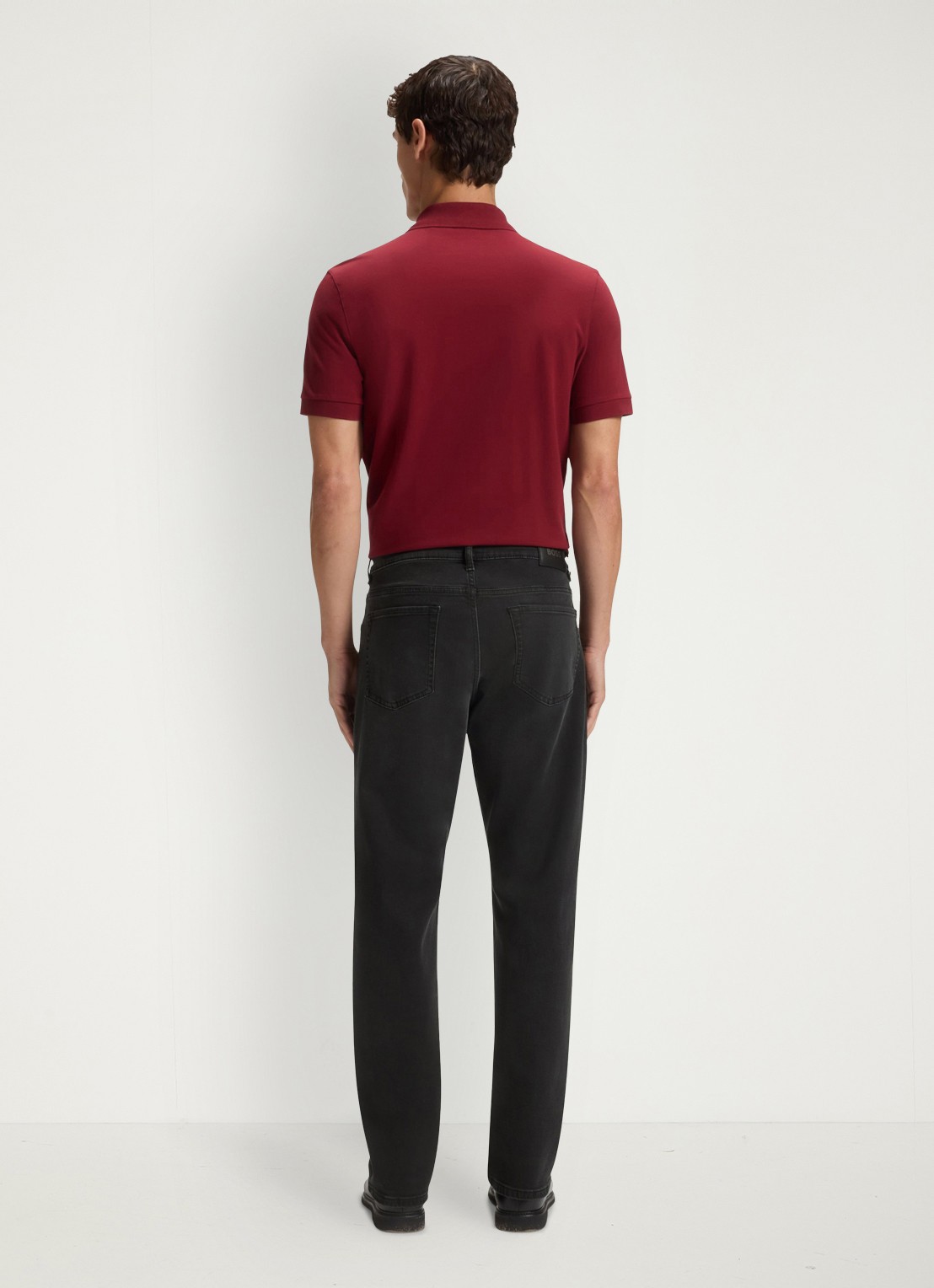 BOSS Straight leg jeans met stretch en steekzakken - achterkant 6 charcoal-015 / grijs