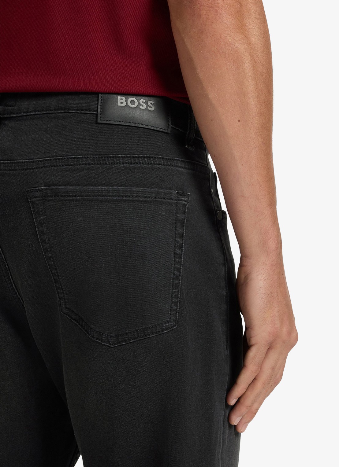 BOSS Straight leg jeans met stretch en steekzakken - detail 2 charcoal-015 / grijs