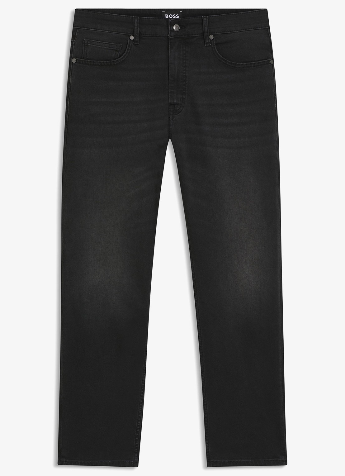 BOSS Straight leg jeans met stretch en steekzakken - voorkant 4 charcoal-015 / grijs