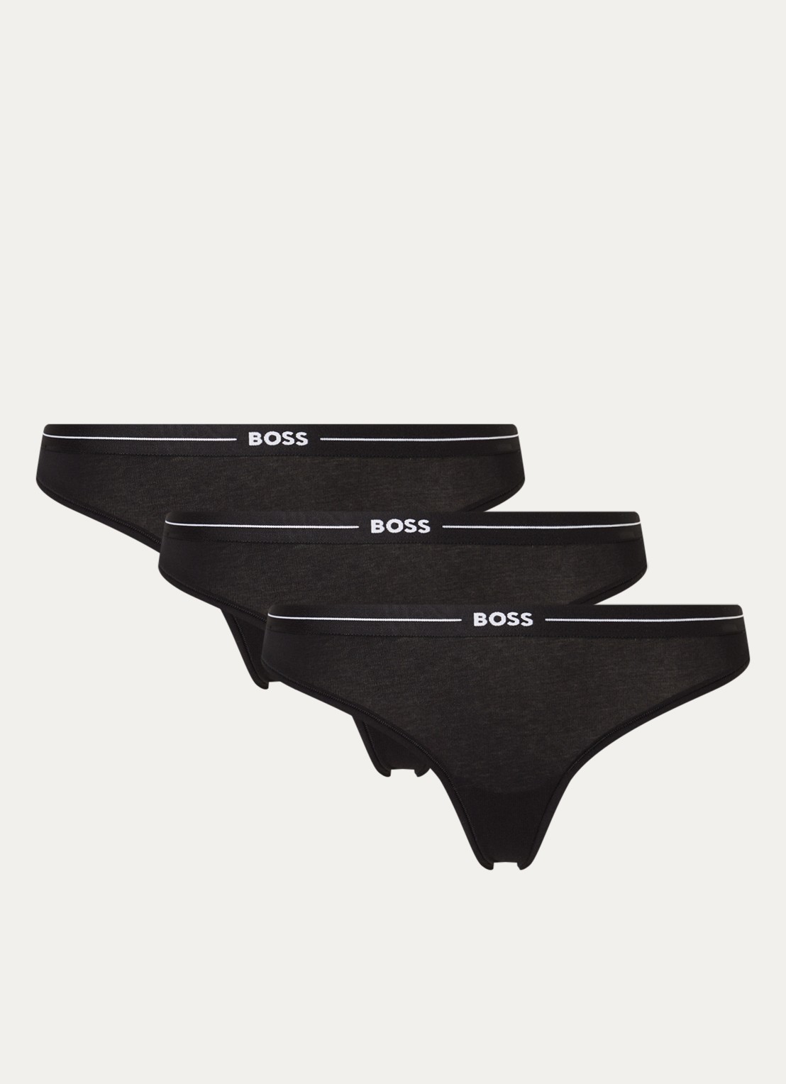 BOSS String met logo in 3-pack - voorkant zwart