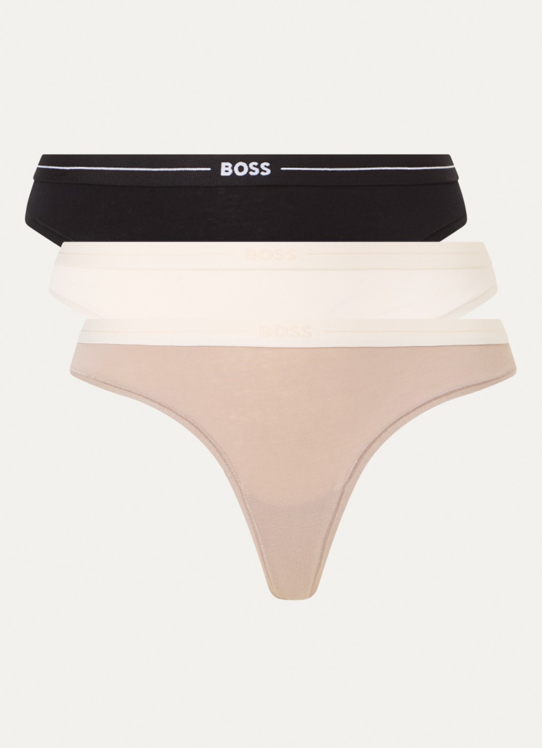 BOSS String met logo in 3-pack - voorkant 4 beige