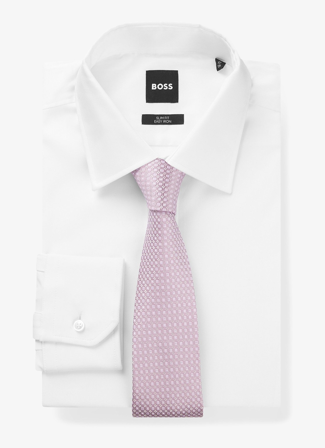 BOSS Stropdas in zijdeblend - detail paars