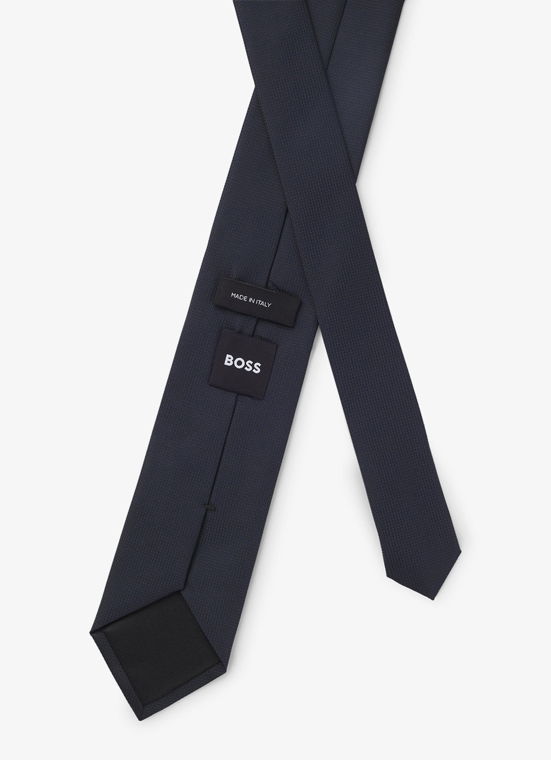 BOSS Stropdas in zijdeblend - detail 4 donkerblauw