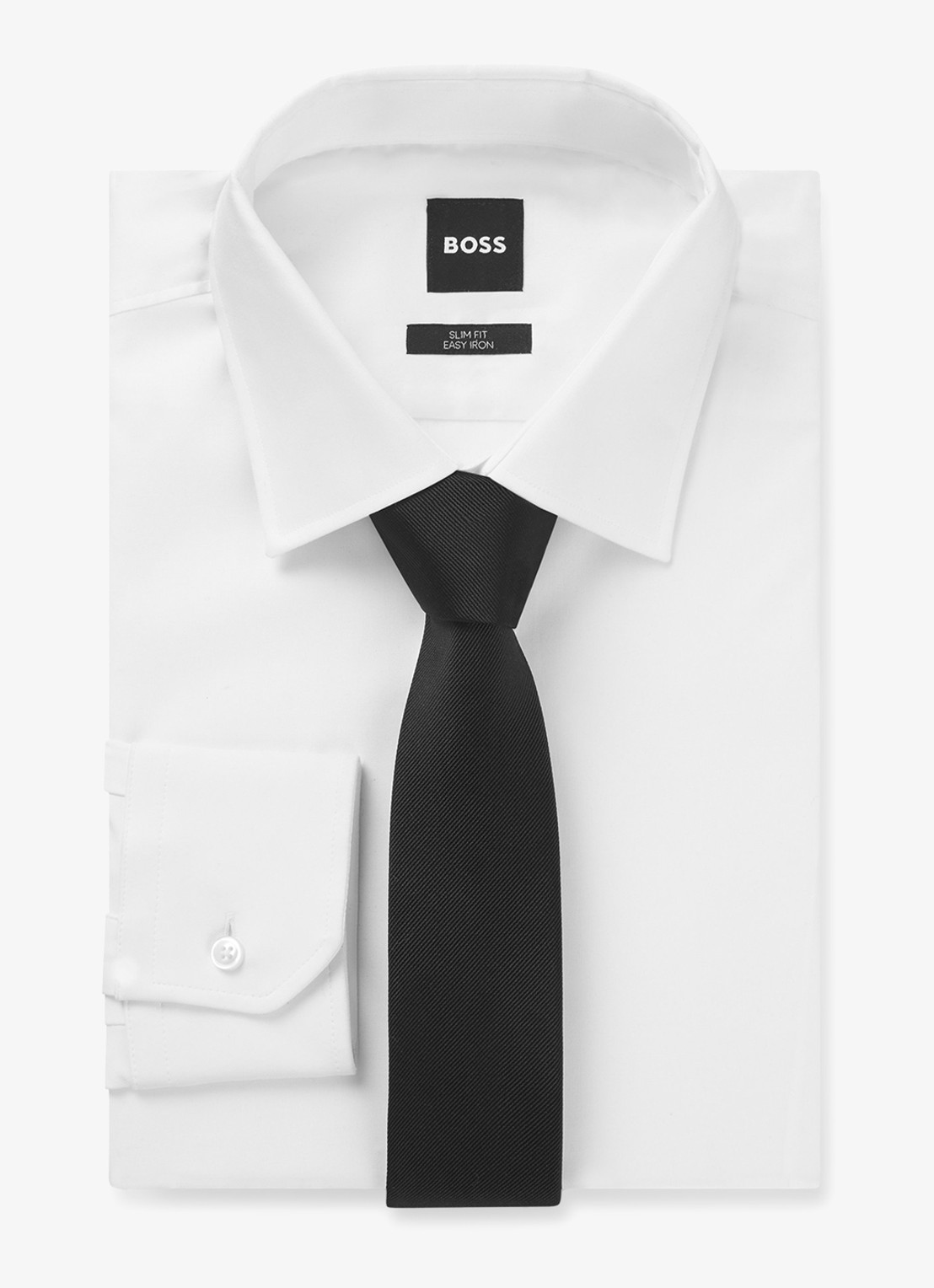 BOSS Stropdas van zijde  - detail zwart