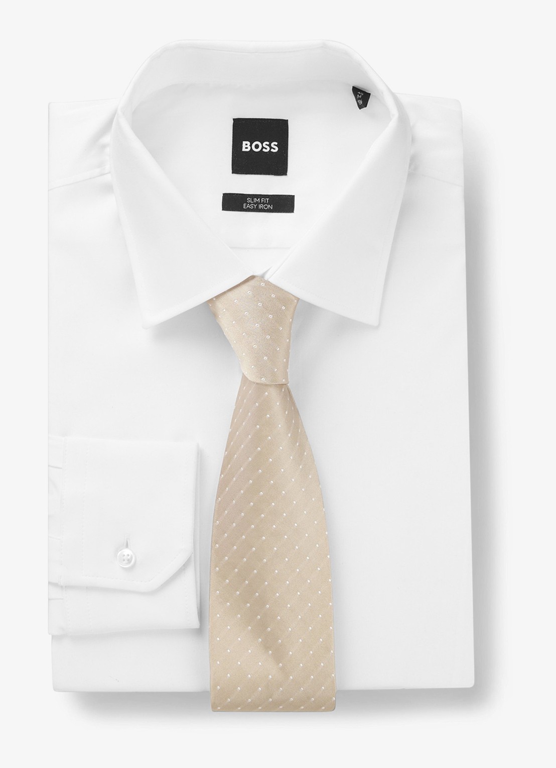 BOSS Stropdas van zijde  - detail beige