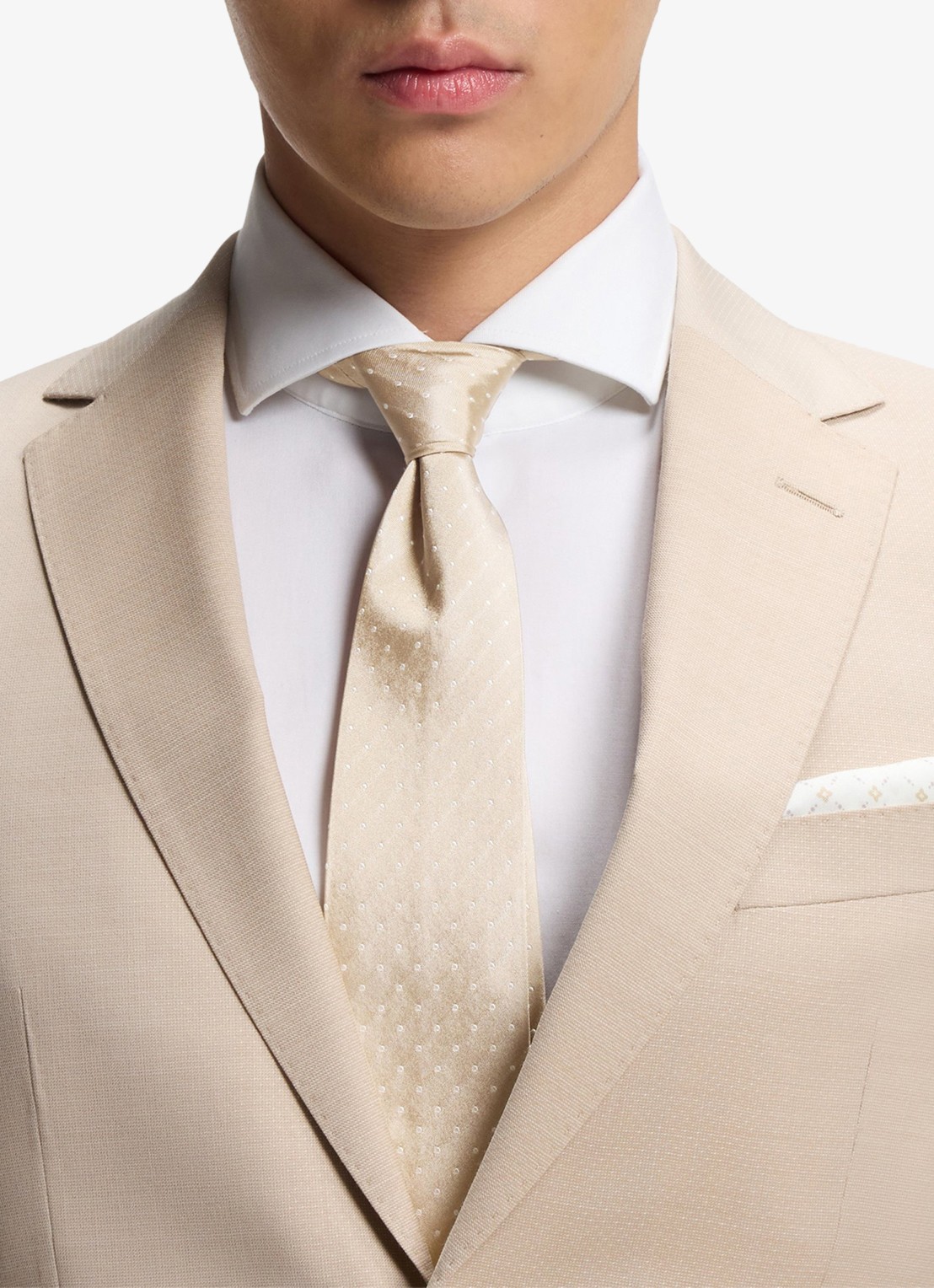 BOSS Stropdas van zijde  - voorkant 4 beige