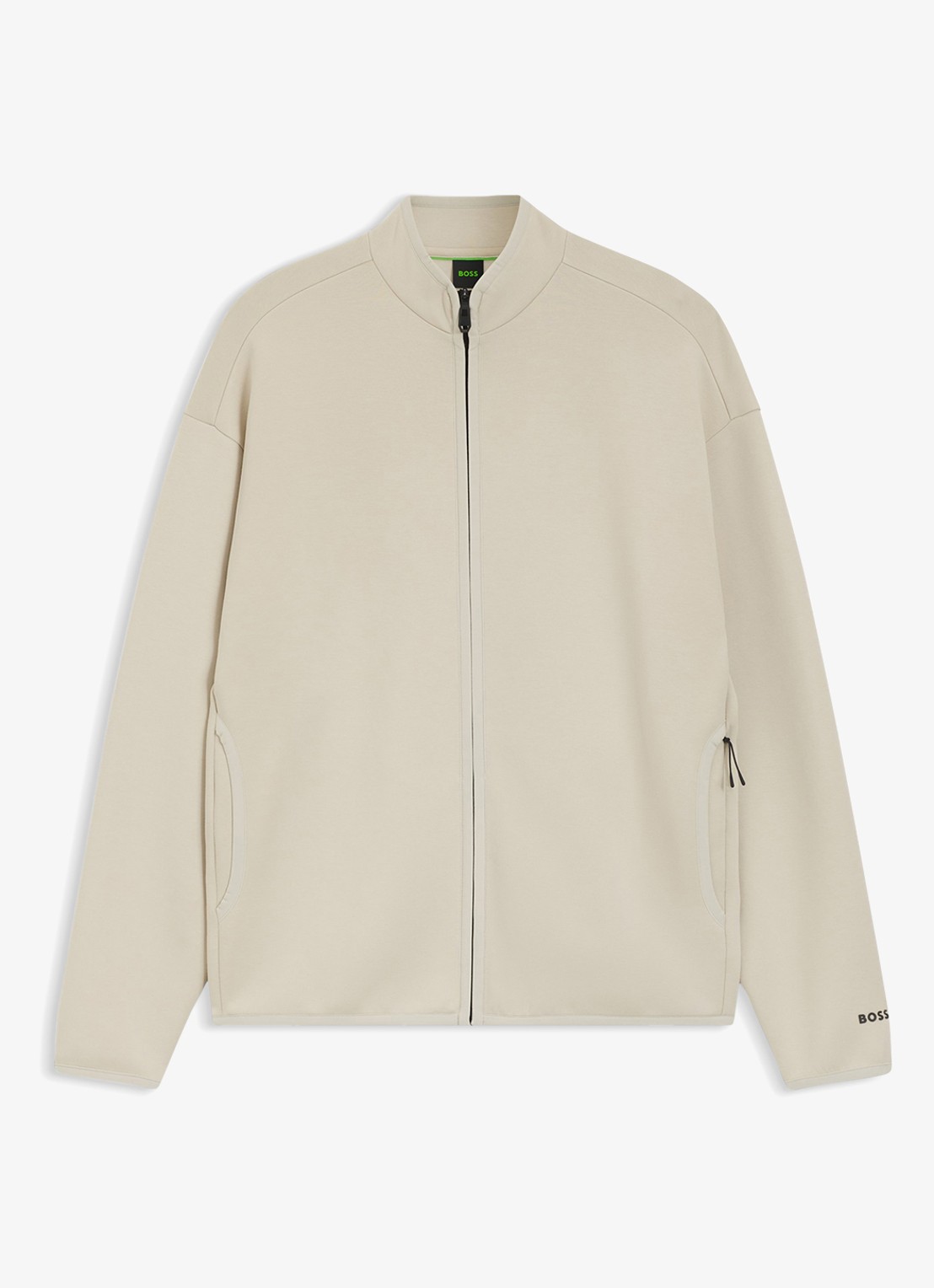 BOSS SW_Globe FZ Sweatvest met logo - voorkant 2 light beige-272 / beige