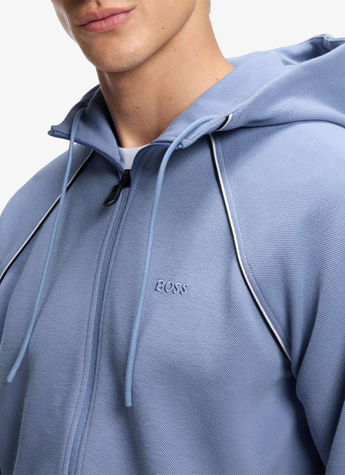 BOSS SW_Join Saggy sweatvest met logoborduring - detail 5 light/pastel blue-459 / blauw