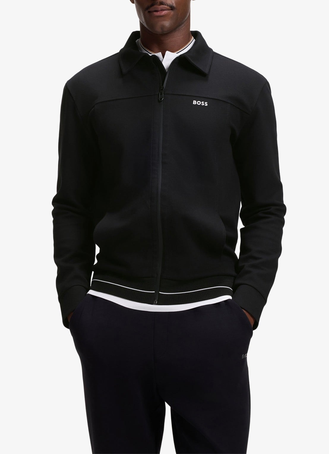 BOSS SW_Member sweatvest met steekzakken - detail 4 black-001 / zwart