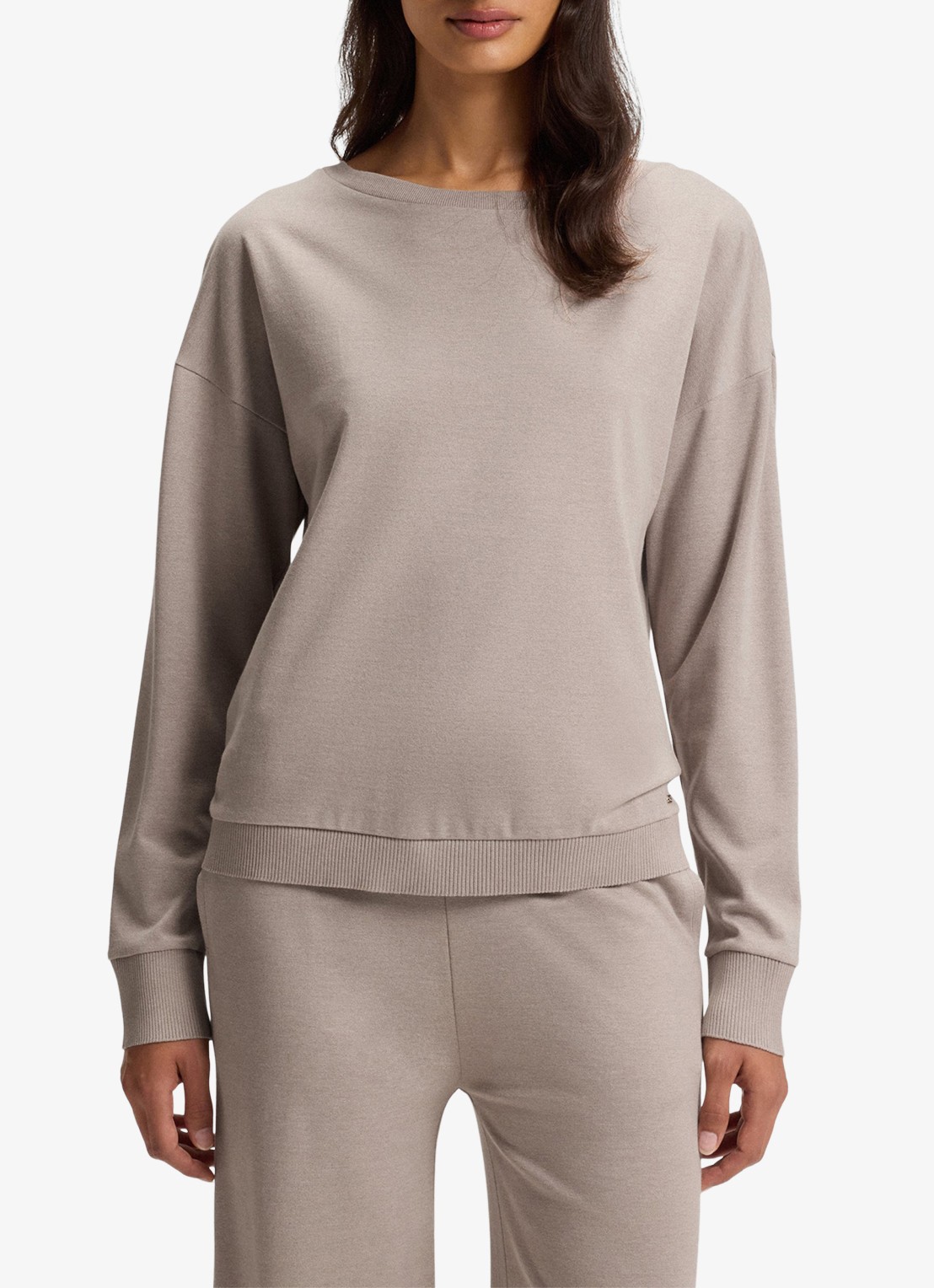 BOSS Sweater met gemêleerd dessin  - detail beige