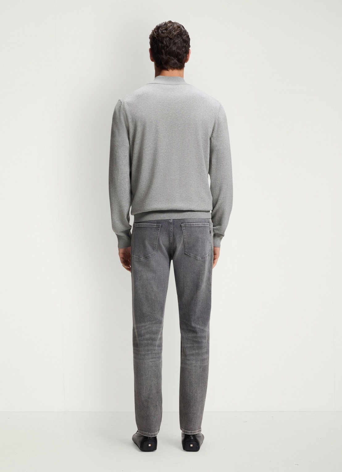BOSS Sweater met halve rits en logo - achterkant 5 grijsmele