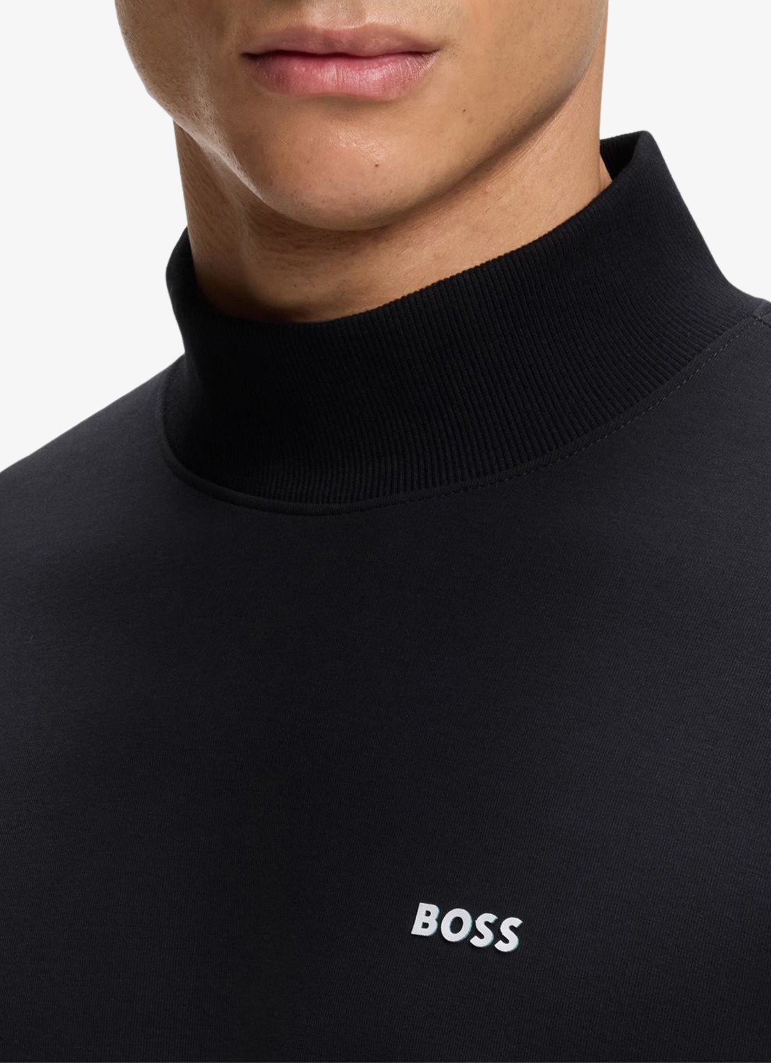 BOSS Sweater met logo en opstaande kraag - detail 2 blauw