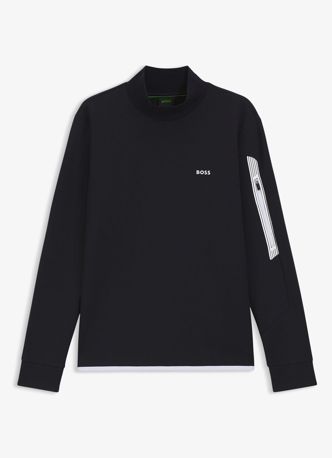 BOSS Sweater met logo en opstaande kraag - voorkant 3 blauw