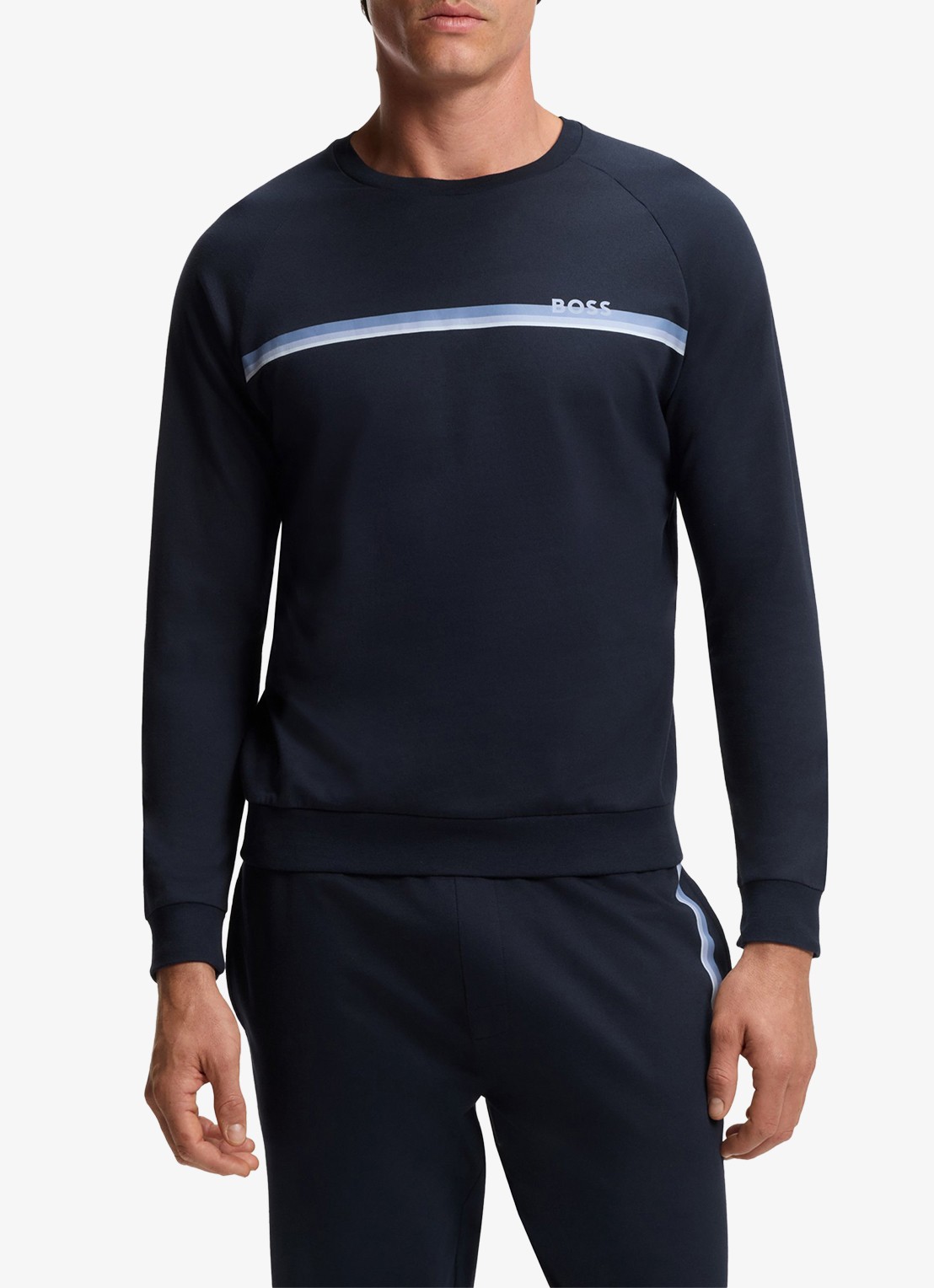 BOSS Sweater met logo - detail 4 donkerblauw