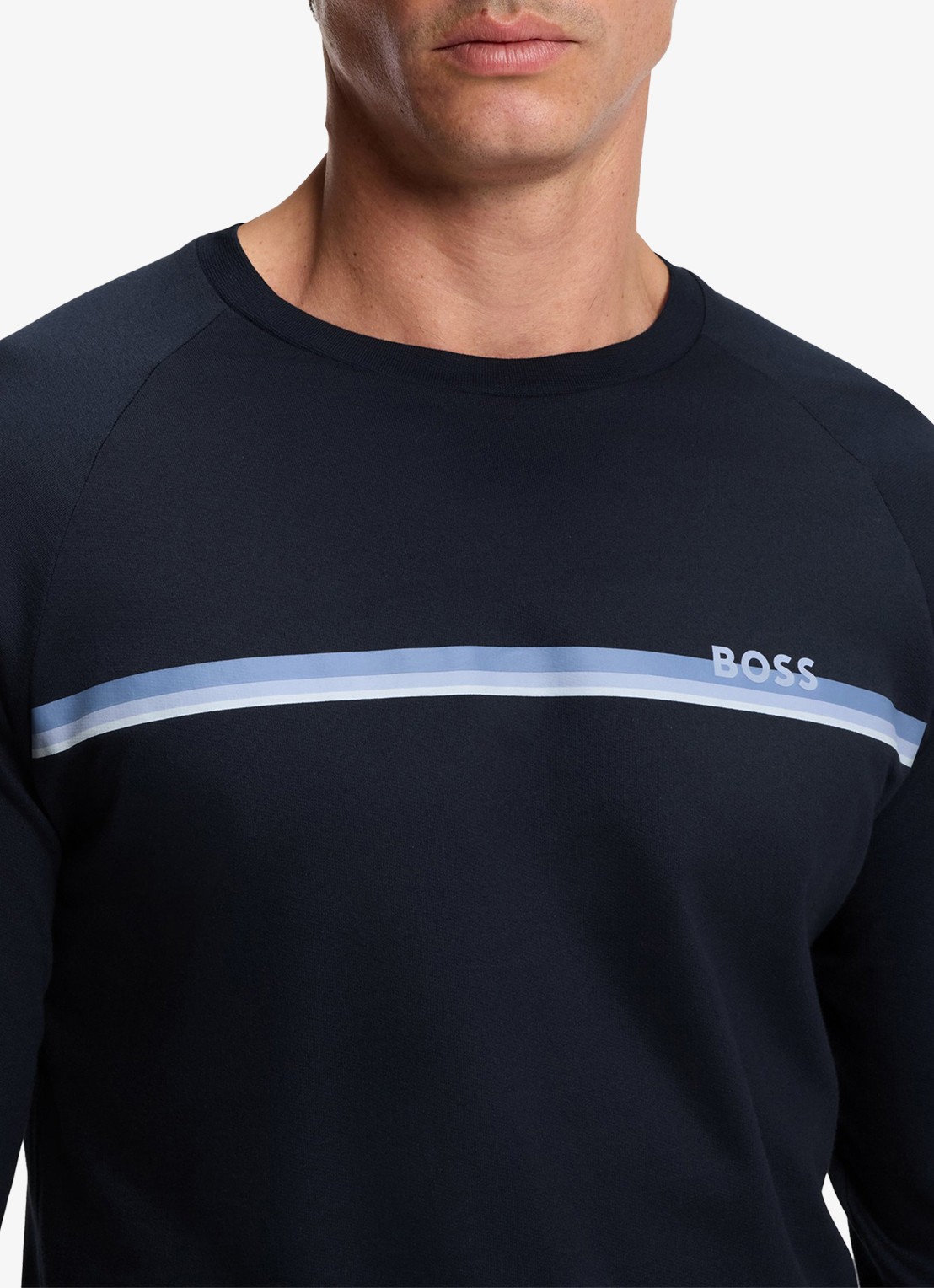 BOSS Sweater met logo - detail 5 donkerblauw