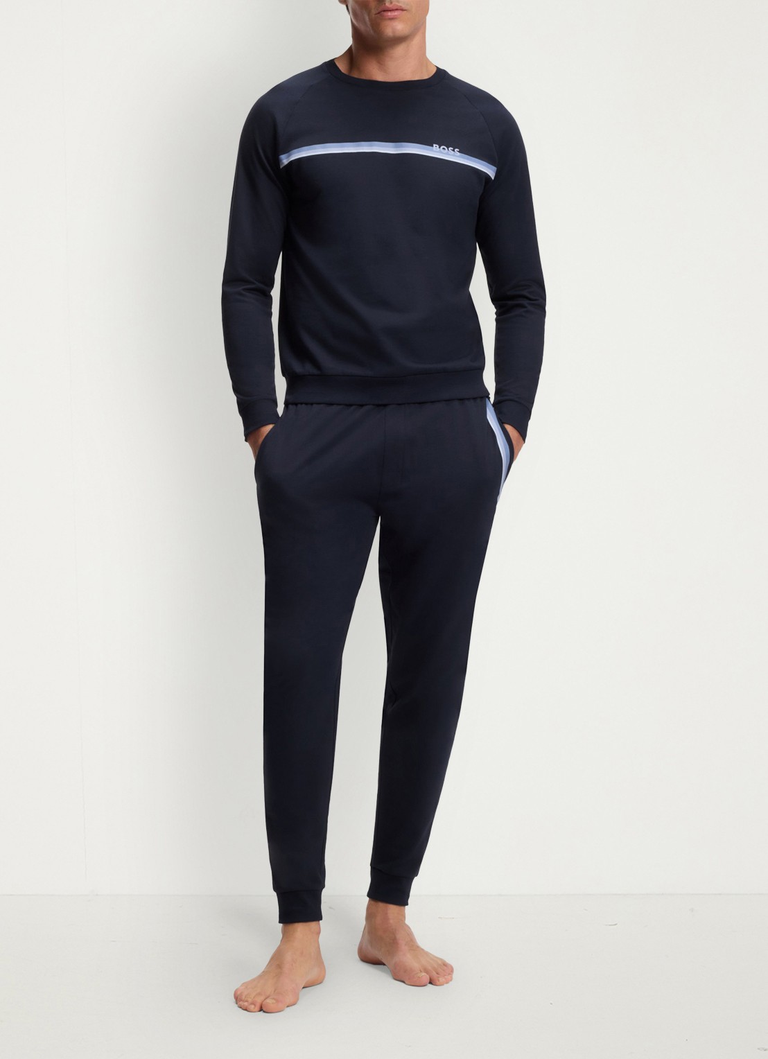 BOSS Sweater met logo - voorkant 2 donkerblauw