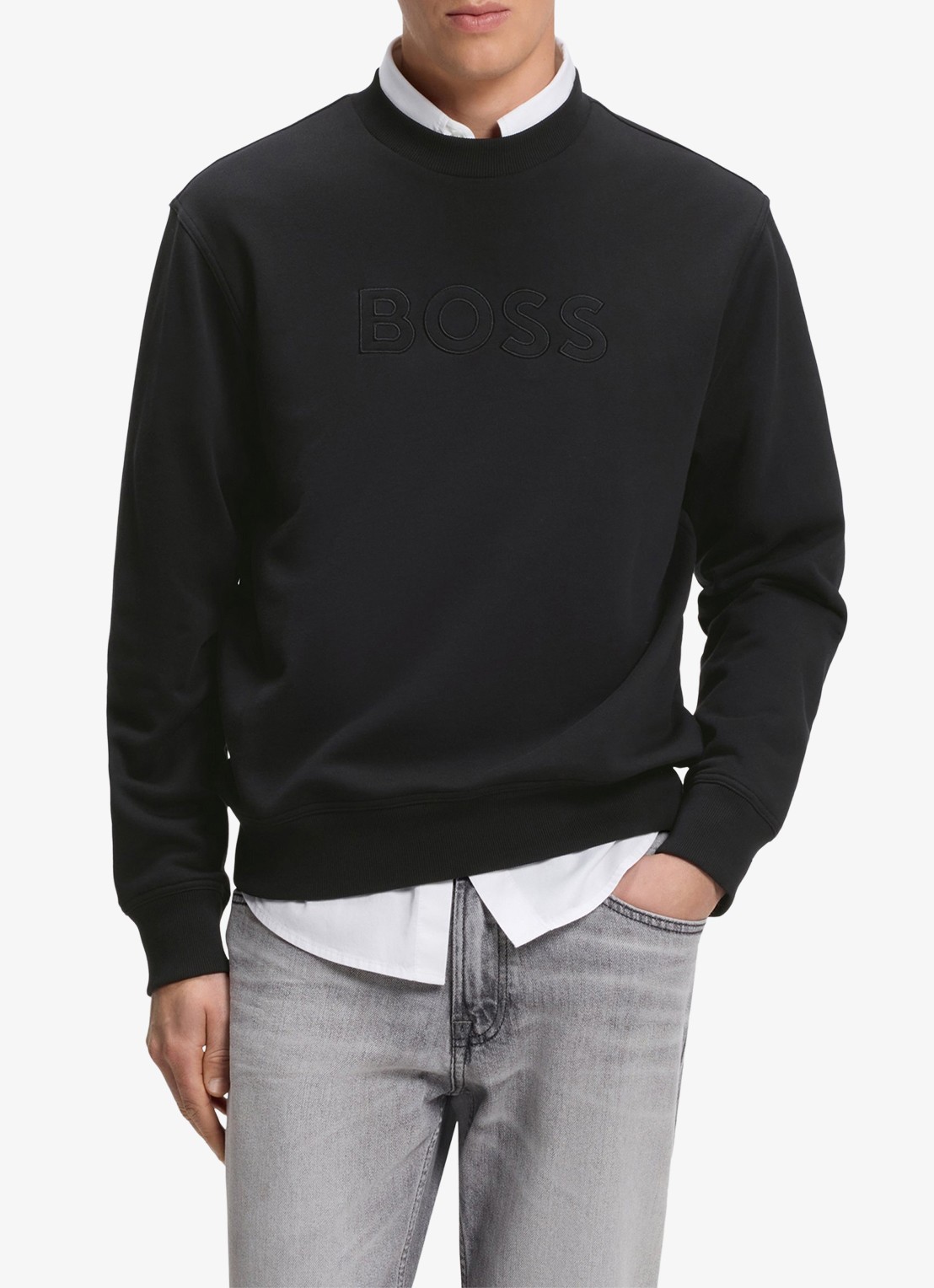 BOSS Sweater met logo - detail 4 zwart