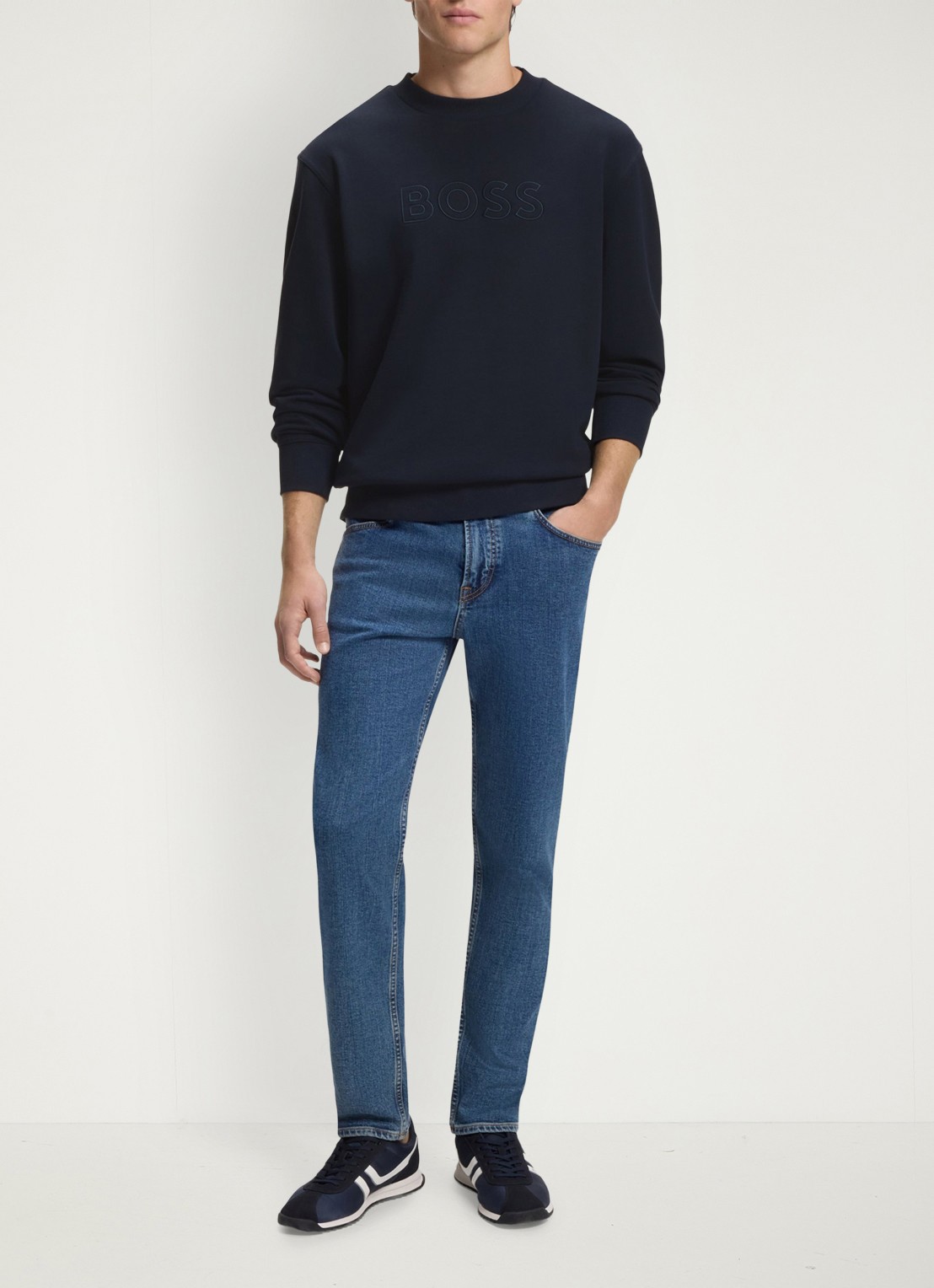 BOSS Sweater met logo - voorkant 5 blauw