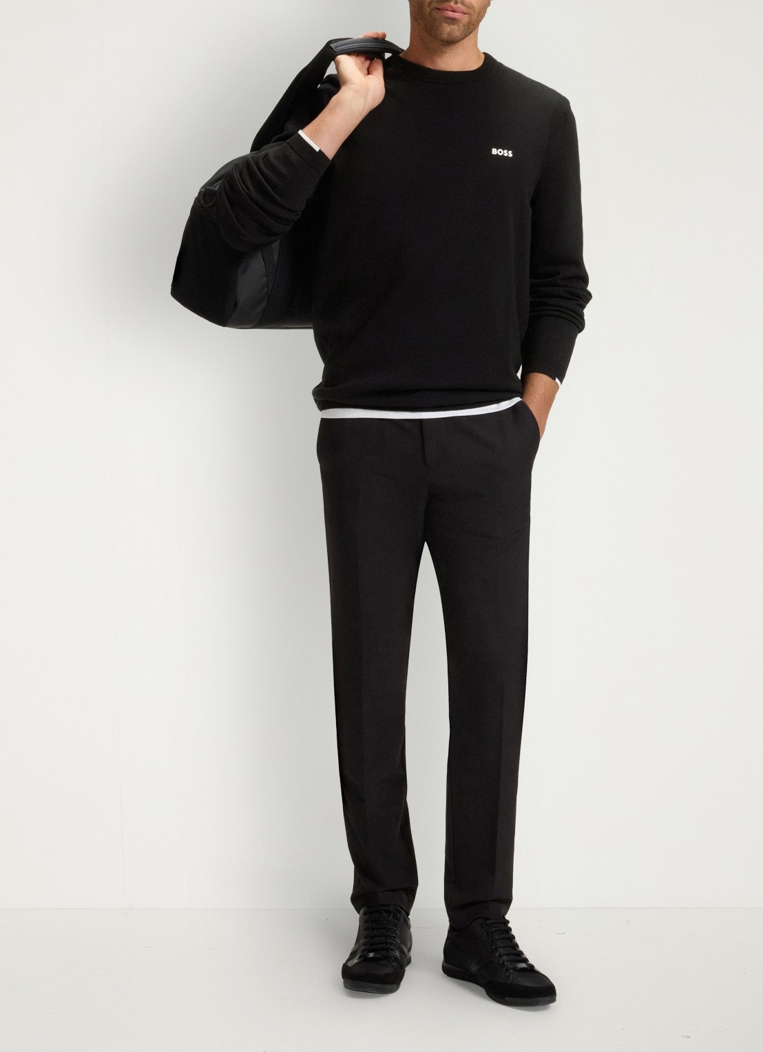 BOSS Sweater met logo - voorkant 5 zwart
