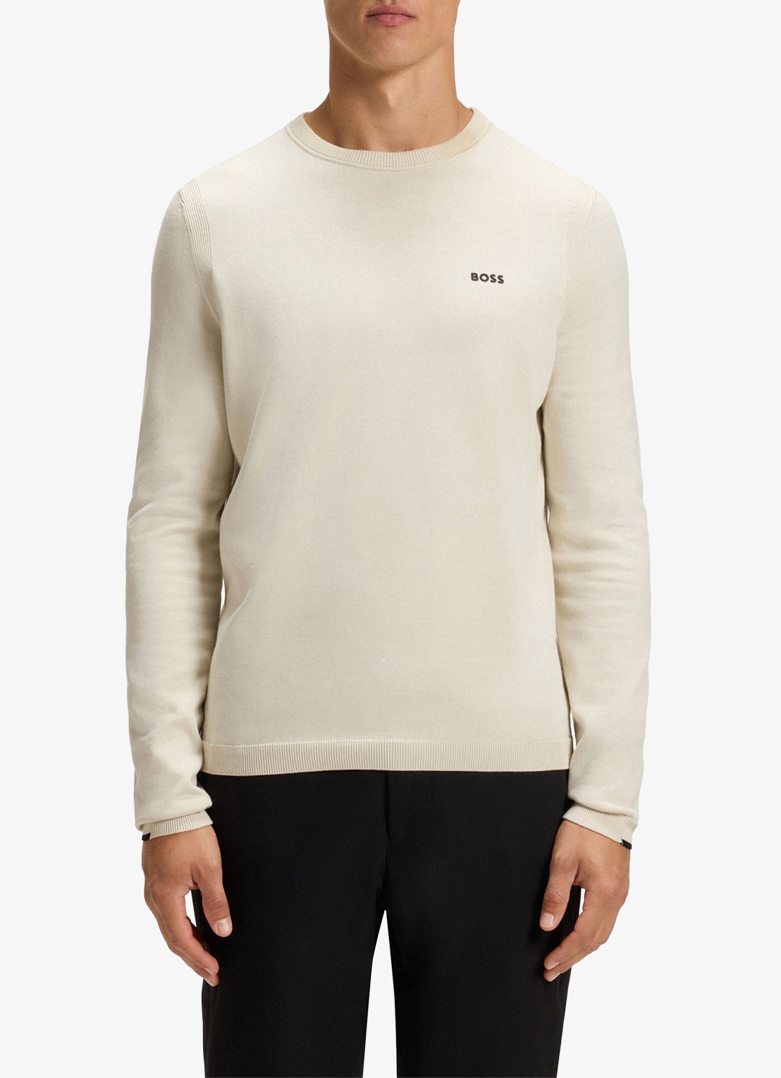 BOSS Sweater met logo - detail 2 gebroken wit
