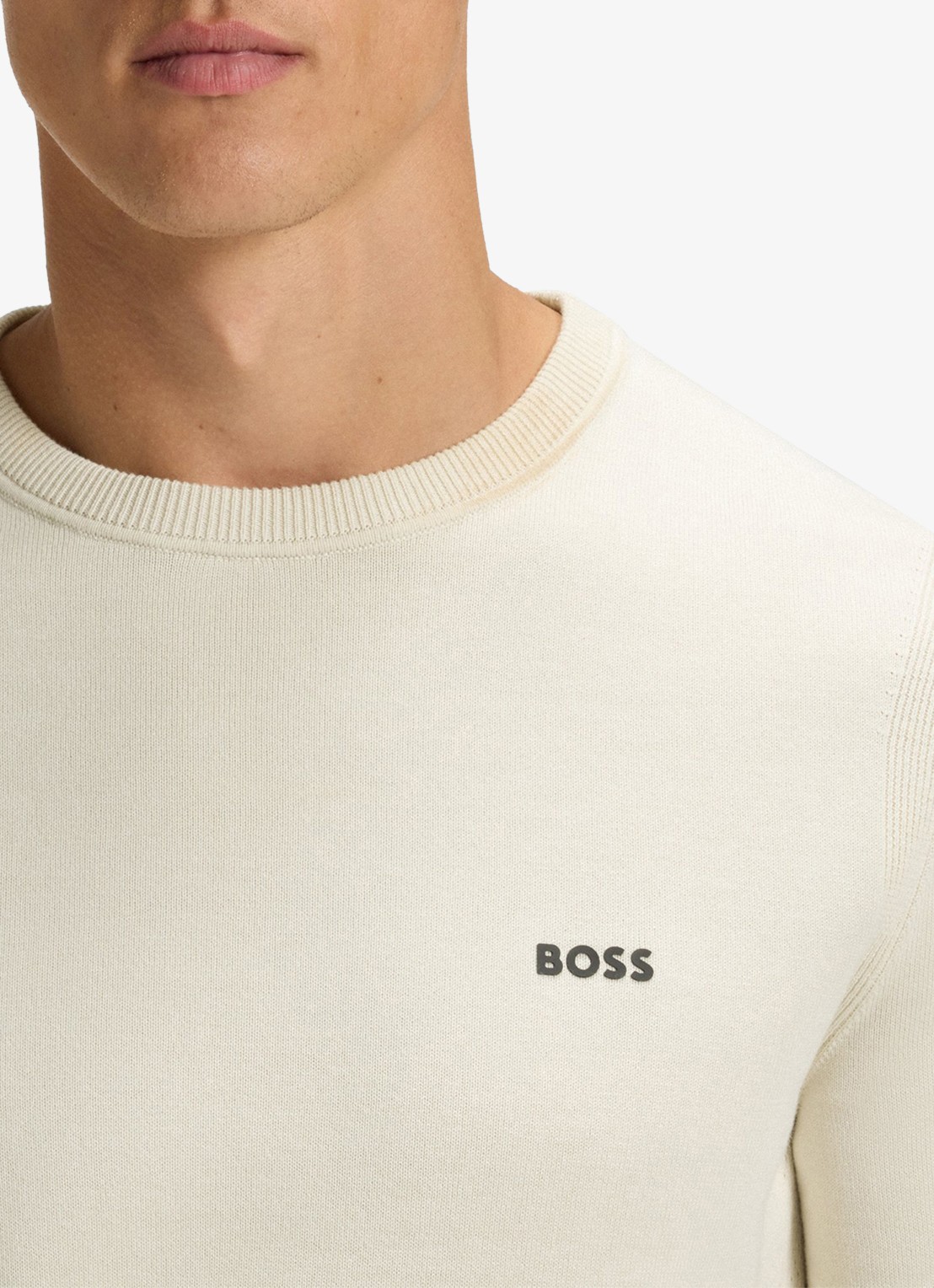 BOSS Sweater met logo - detail 3 gebroken wit