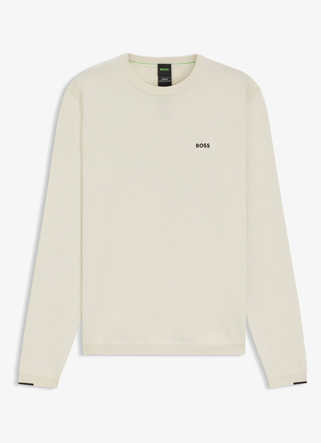 BOSS Sweater met logo - voorkant 4 gebroken wit