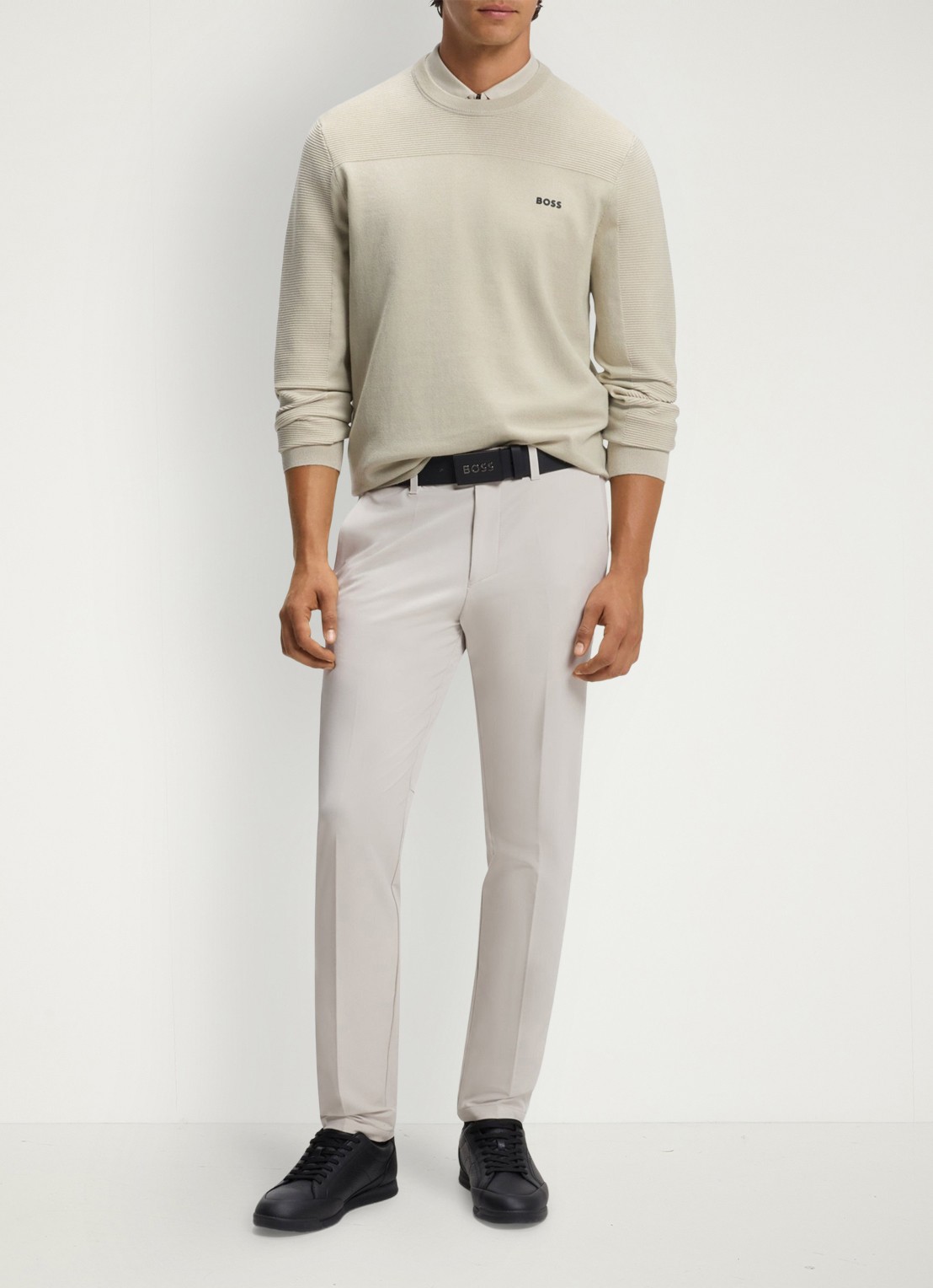 BOSS Sweater met logo - voorkant 4 beige