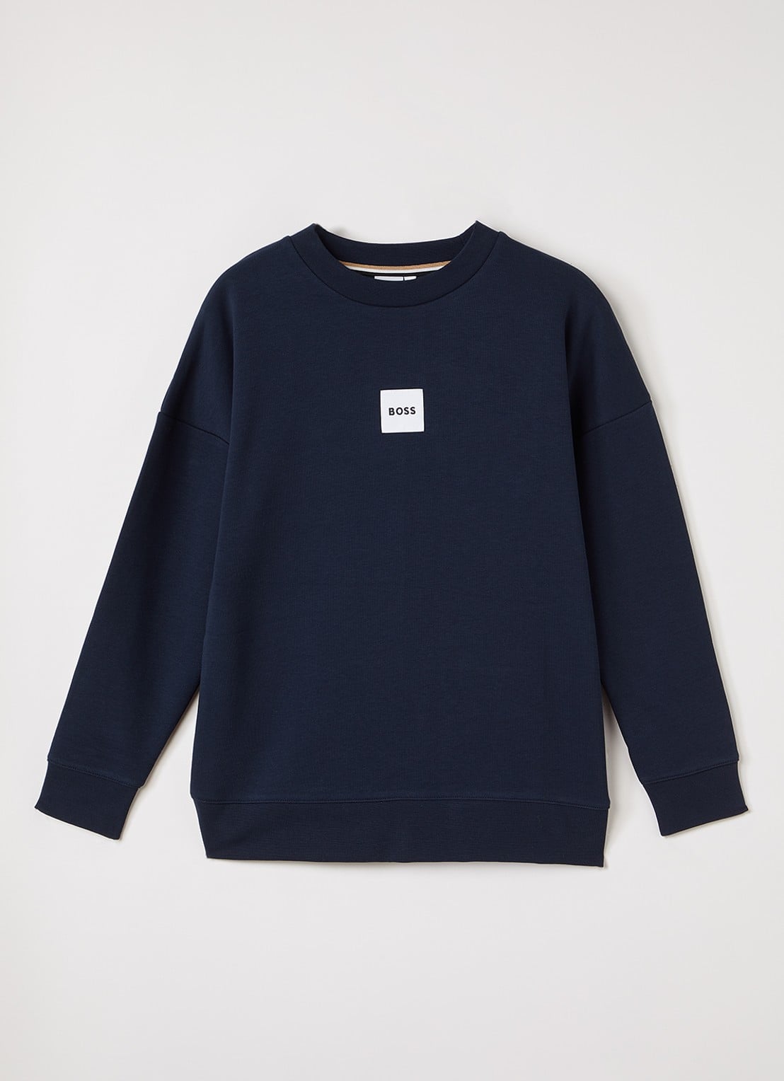 BOSS Sweater met logo - voorkant donkerblauw