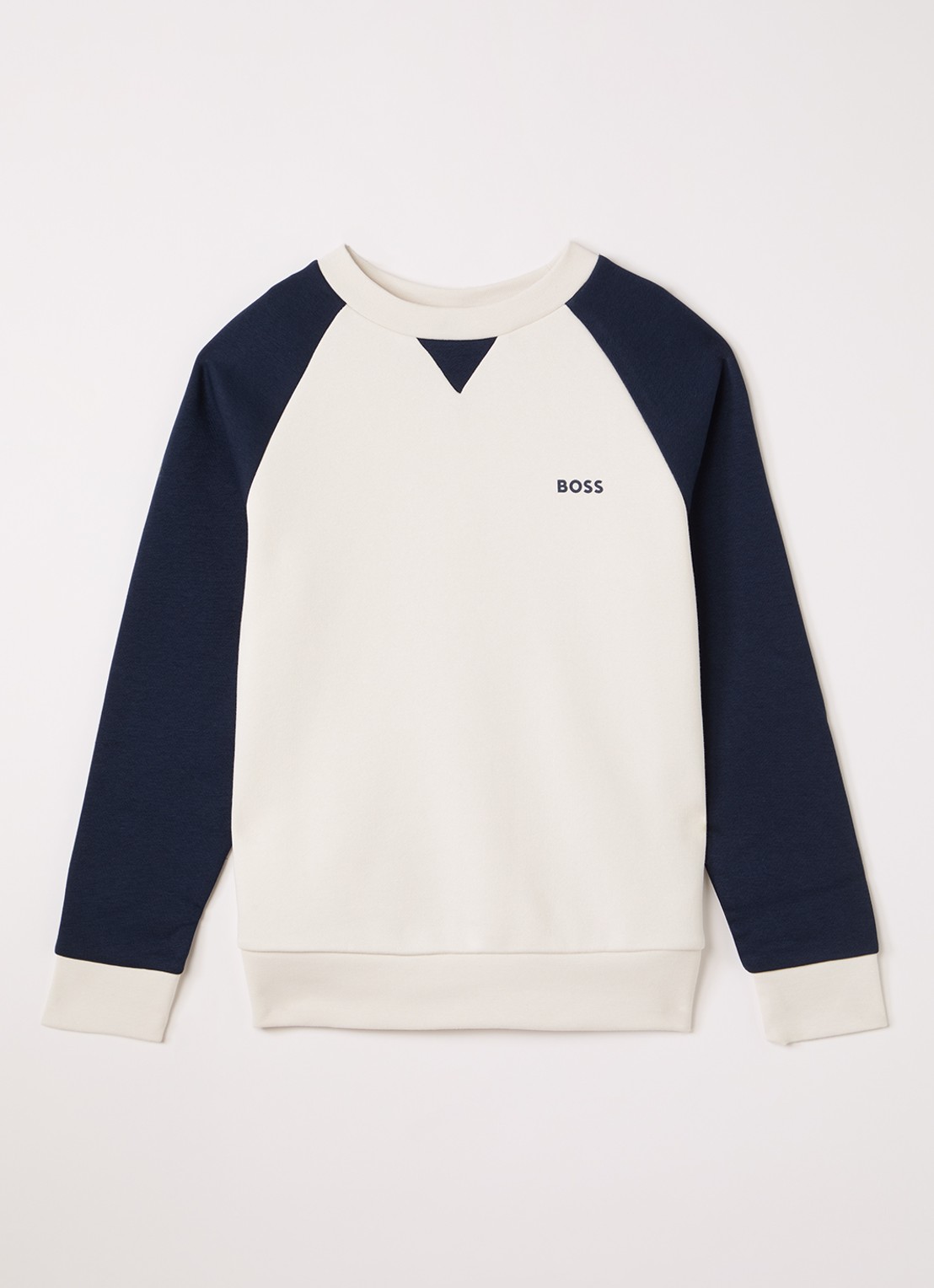 BOSS Sweater met logo - voorkant ivoor