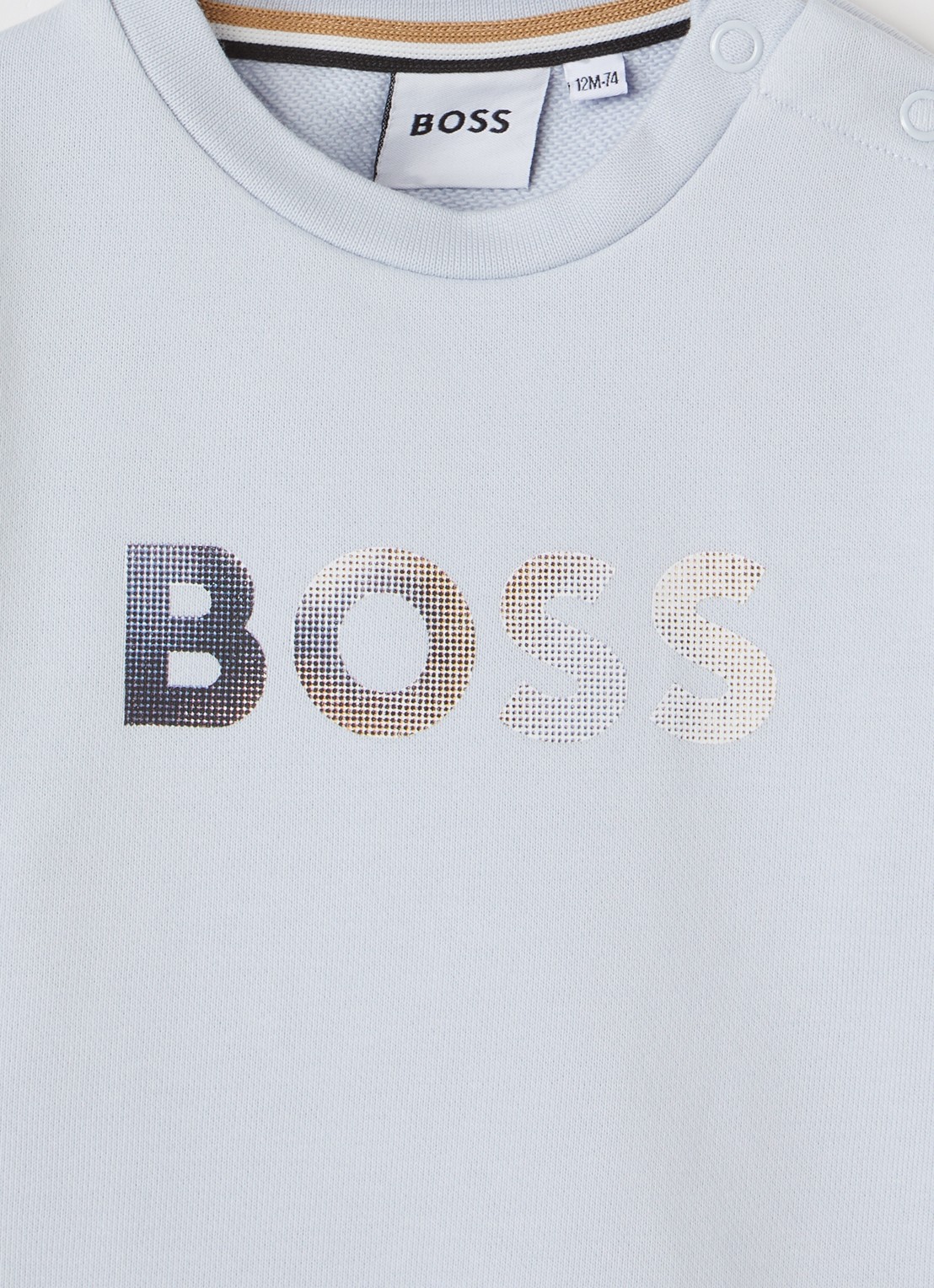 BOSS Sweater met logoprint - detail 3 lichtblauw