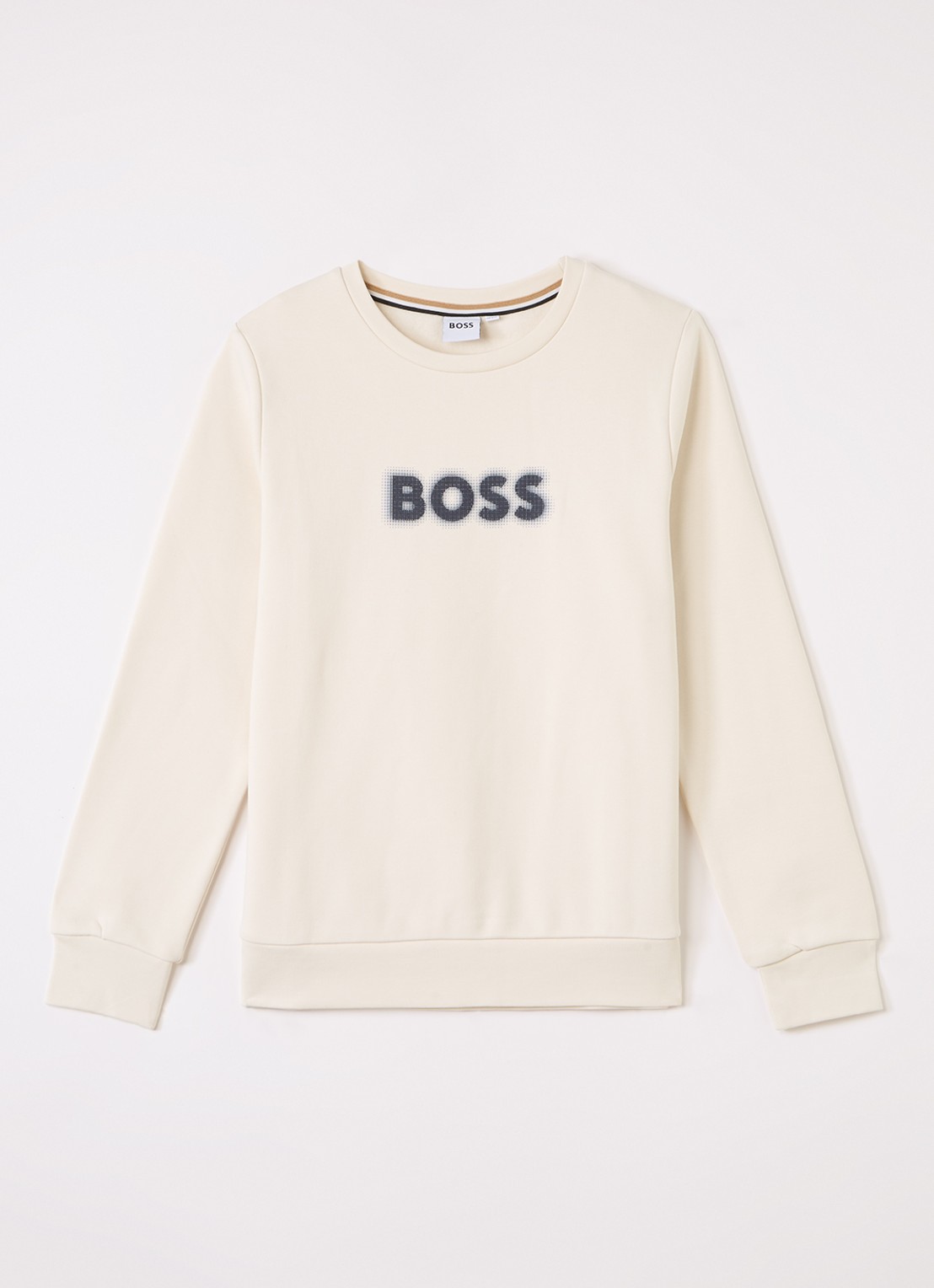 BOSS Sweater met logoprint - voorkant creme
