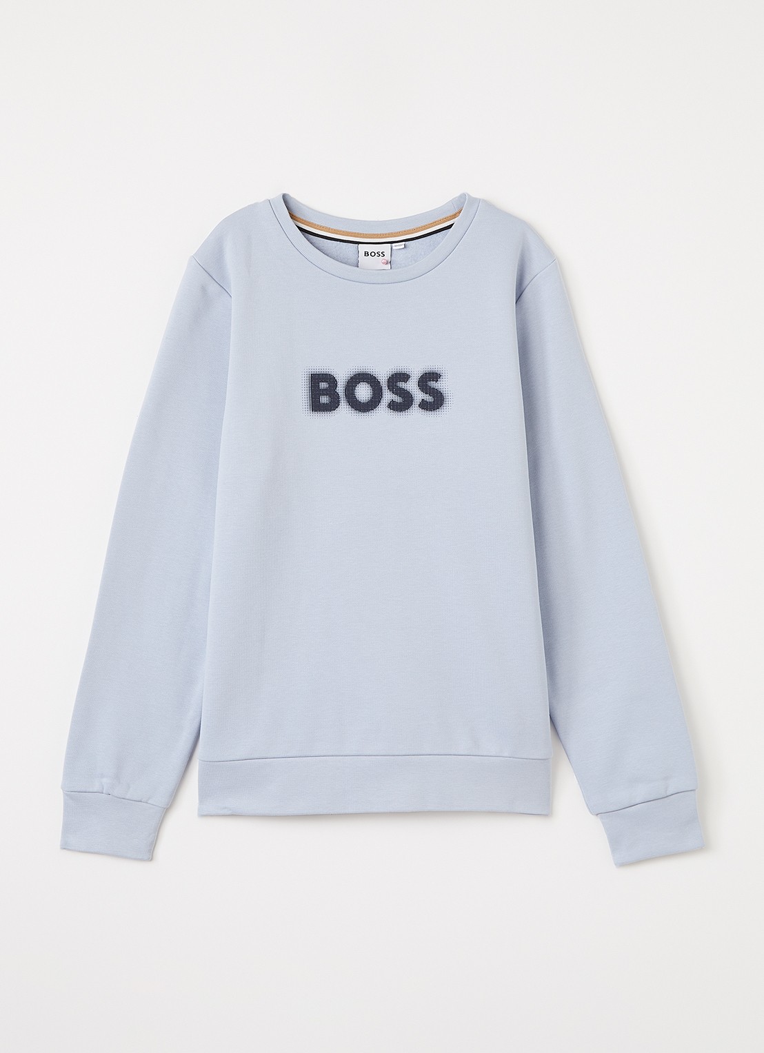 BOSS Sweater met logoprint - voorkant 2 lichtblauw