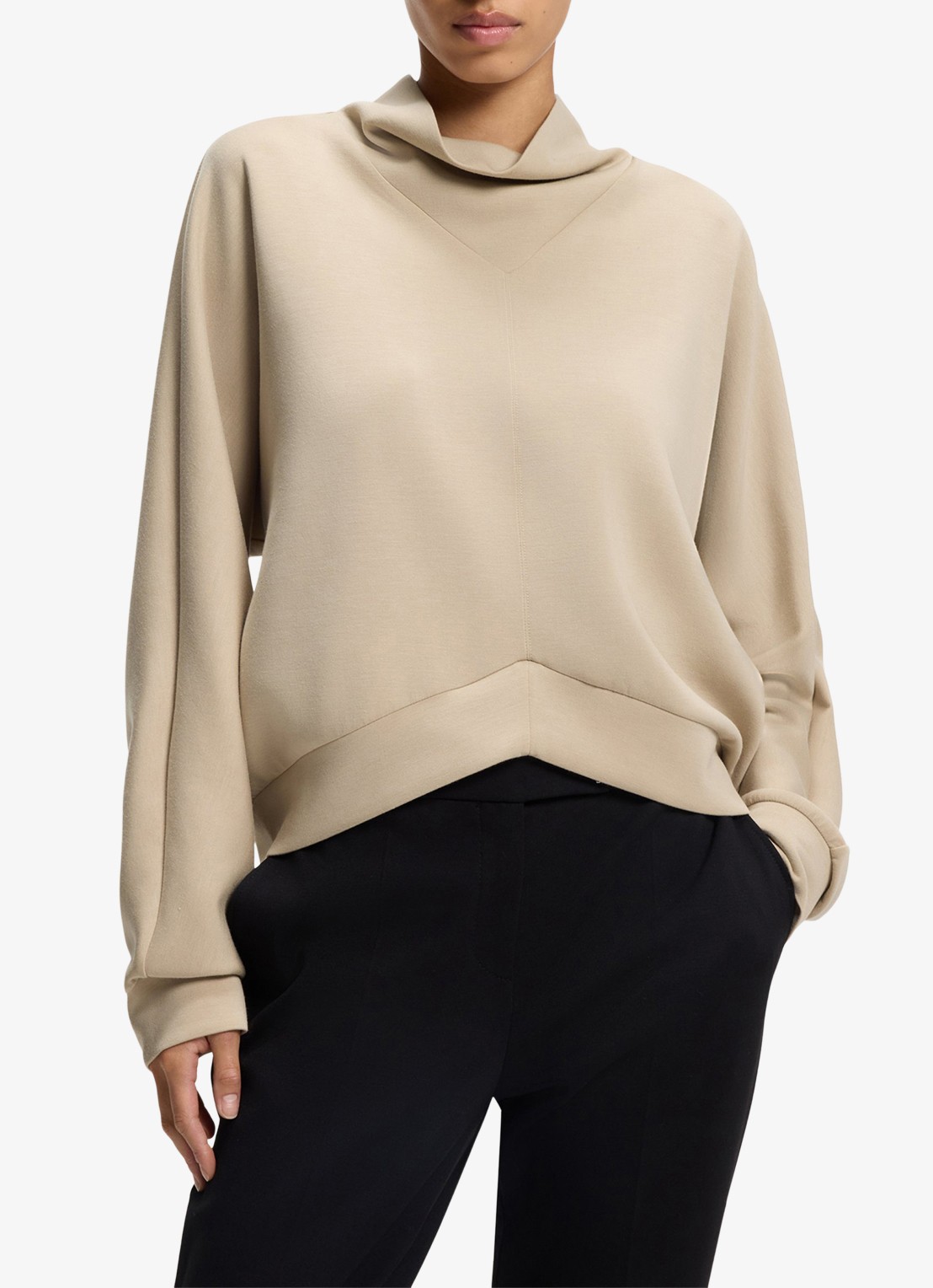 BOSS Sweater met opstaande kraag - detail 4 beige