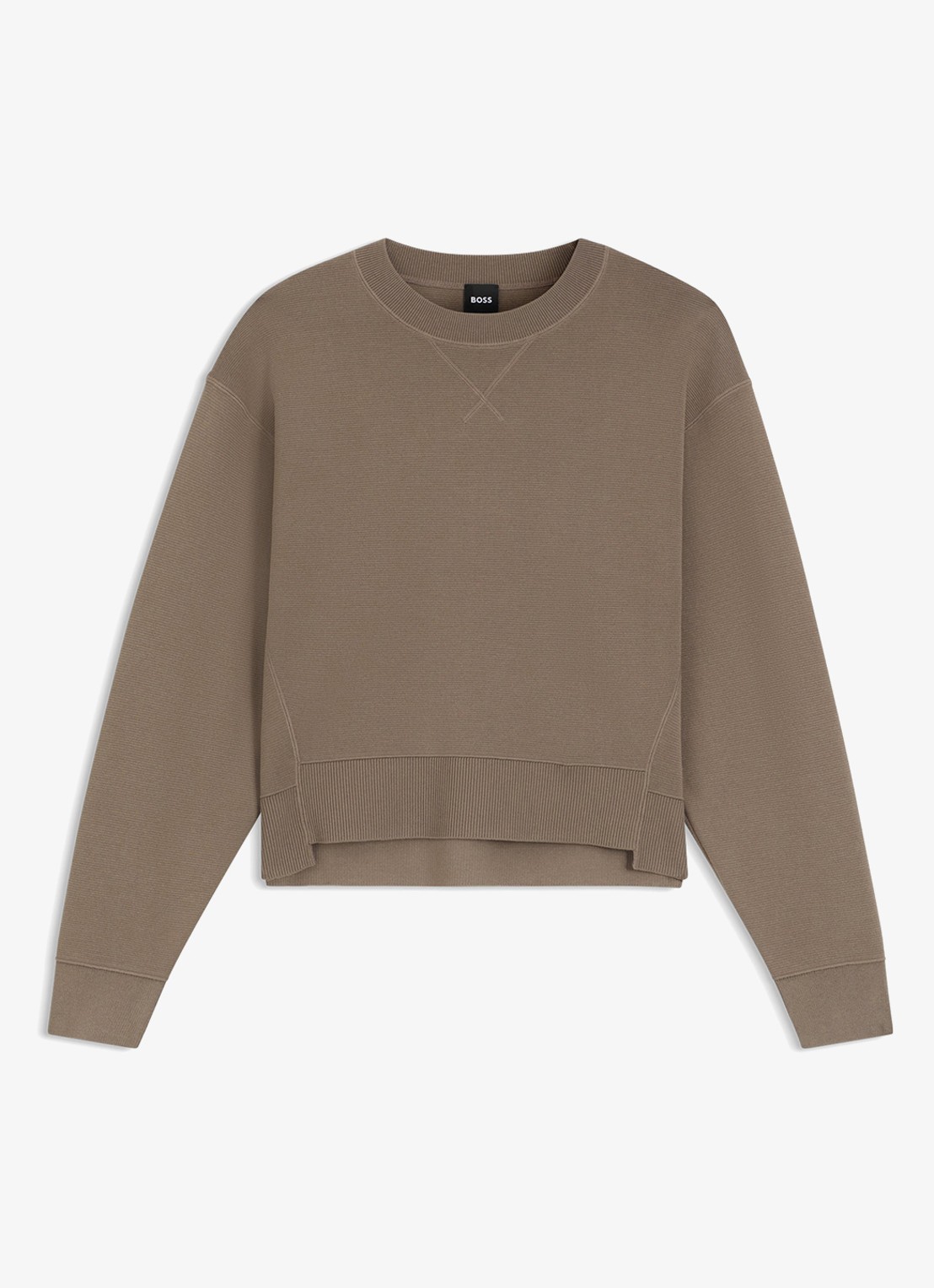BOSS Sweater met rib structuur - voorkant brown overflow-915 / bruin
