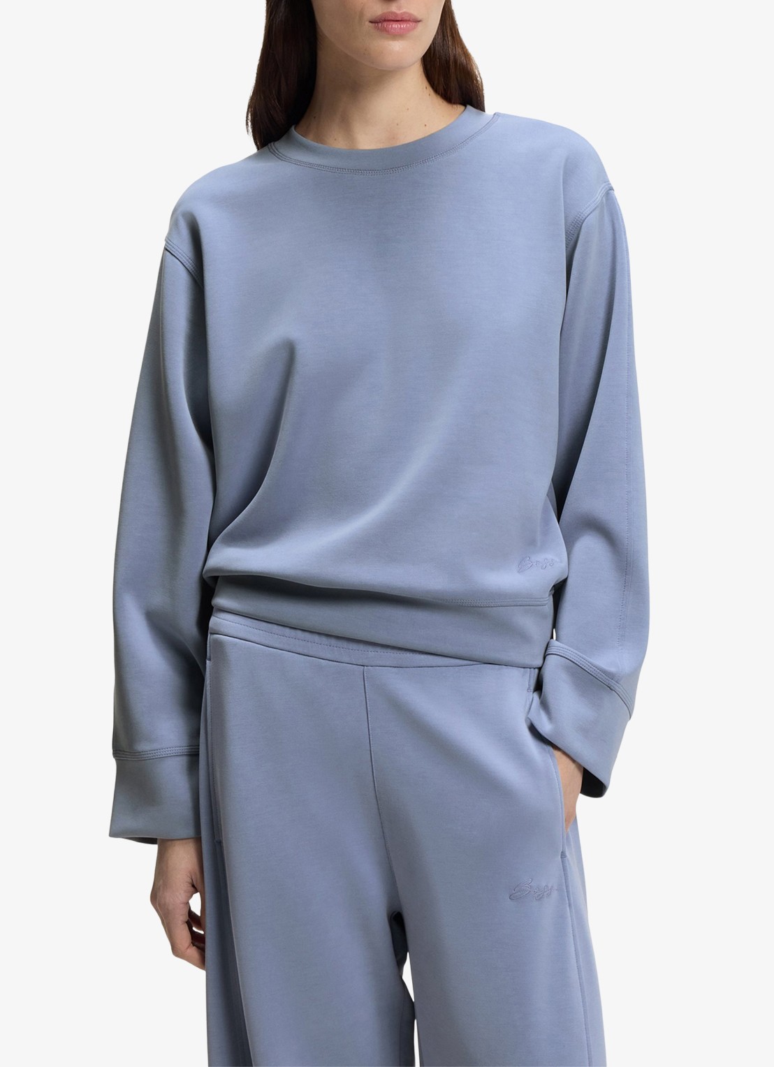 BOSS Sweater met ronde hals - detail blauwgrijs
