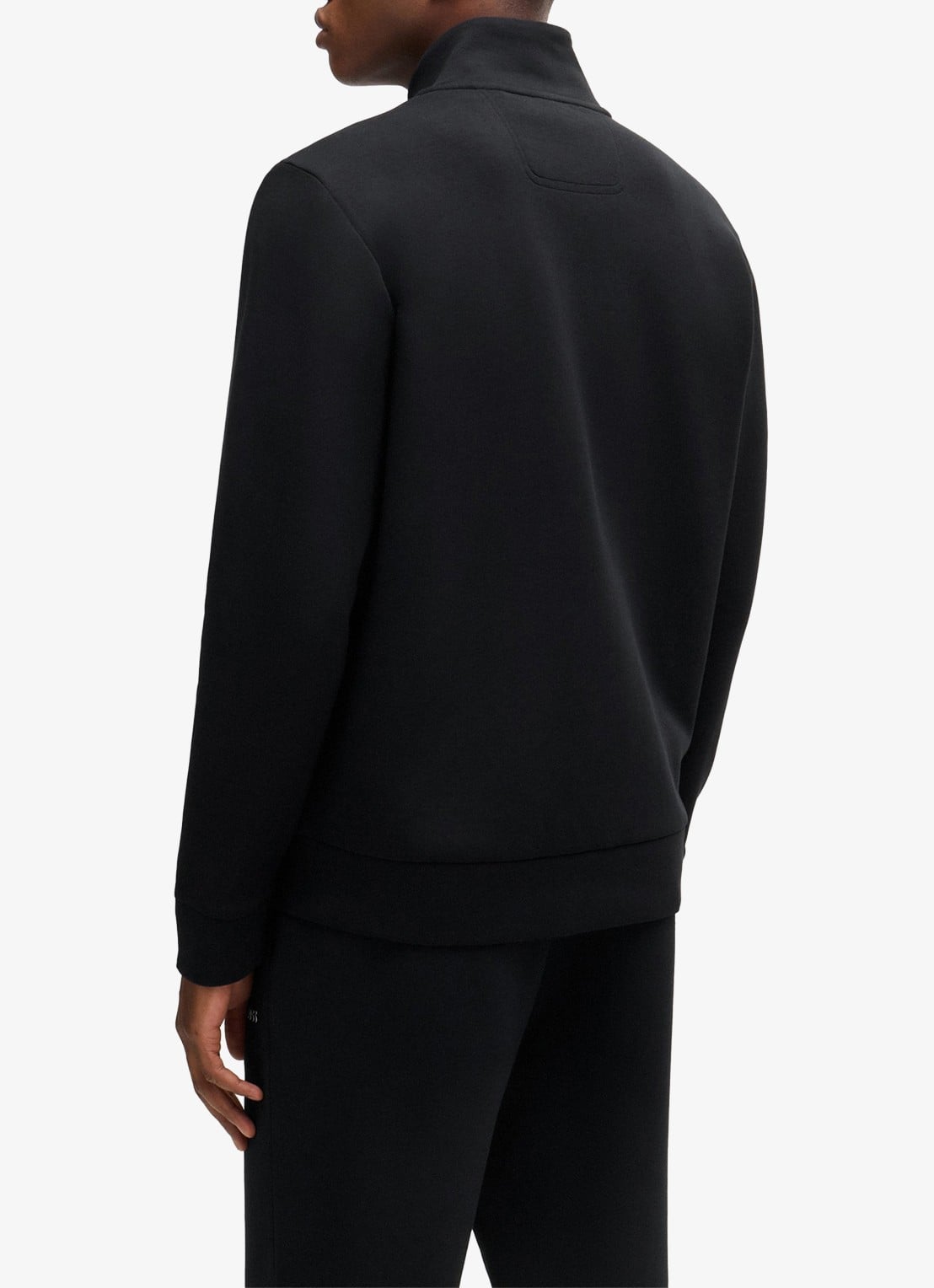 BOSS Sweatshirt van stretchkatoen met rits en logoprint - achterkant 3 zwart