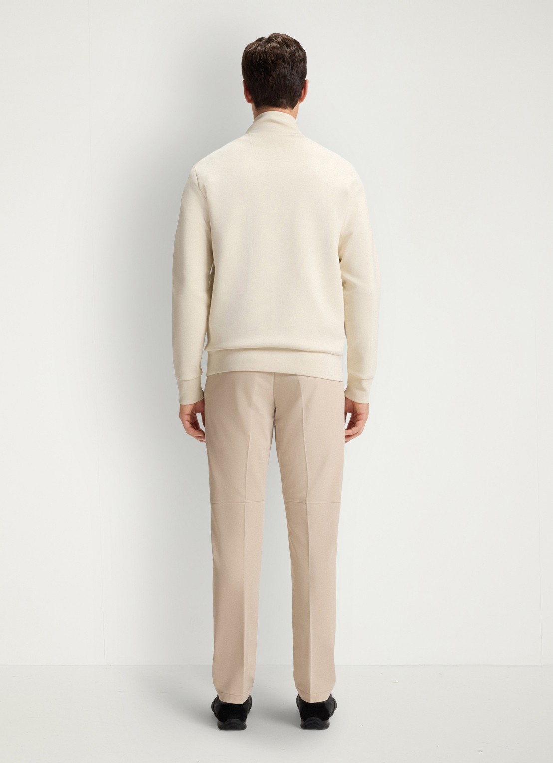 BOSS Sweatshirt van stretchkatoen met rits en logoprint - achterkant 3 creme